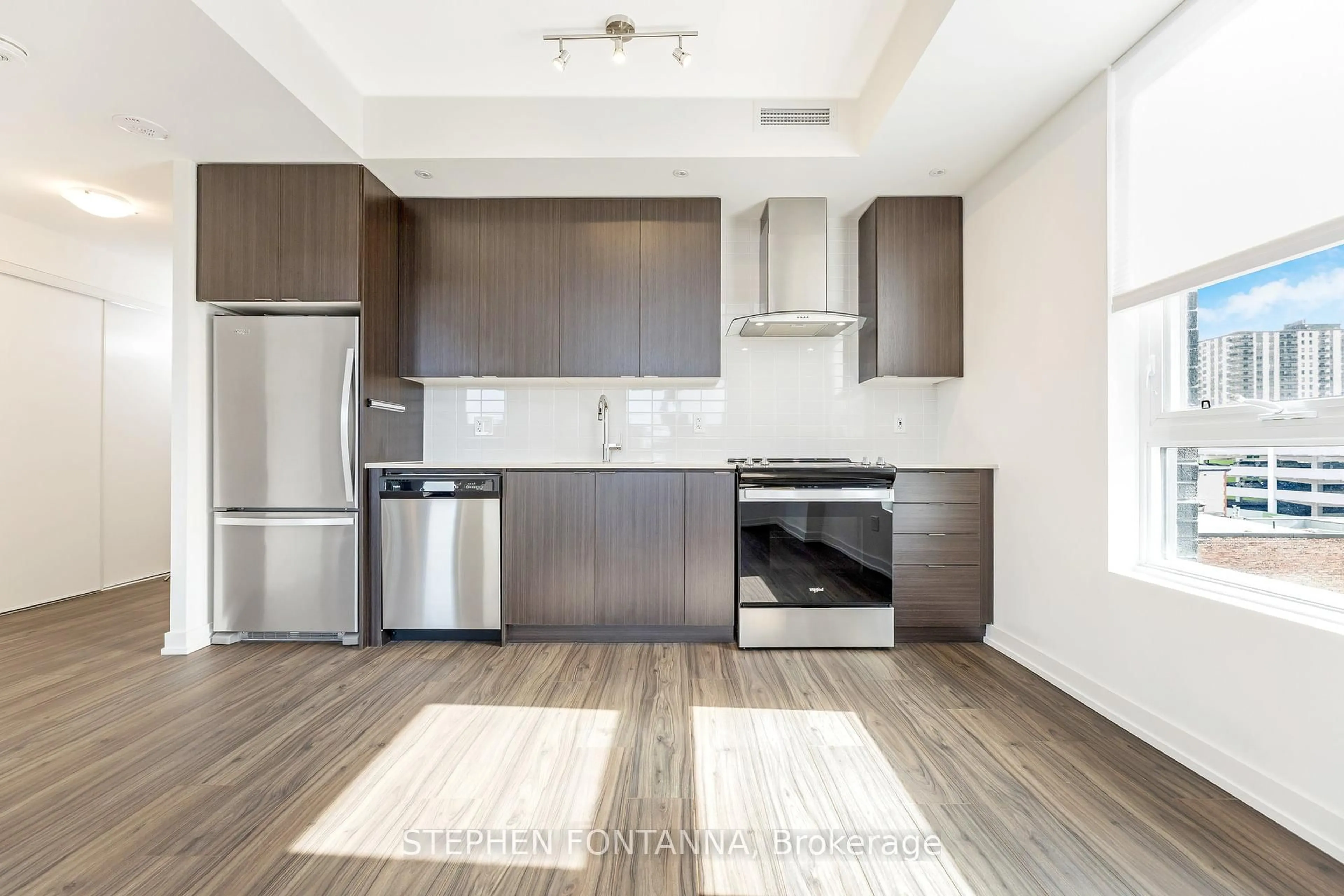 Standard kitchen, wood/laminate floor for 55 Duke St #320, Kitchener Ontario N2H 0C9