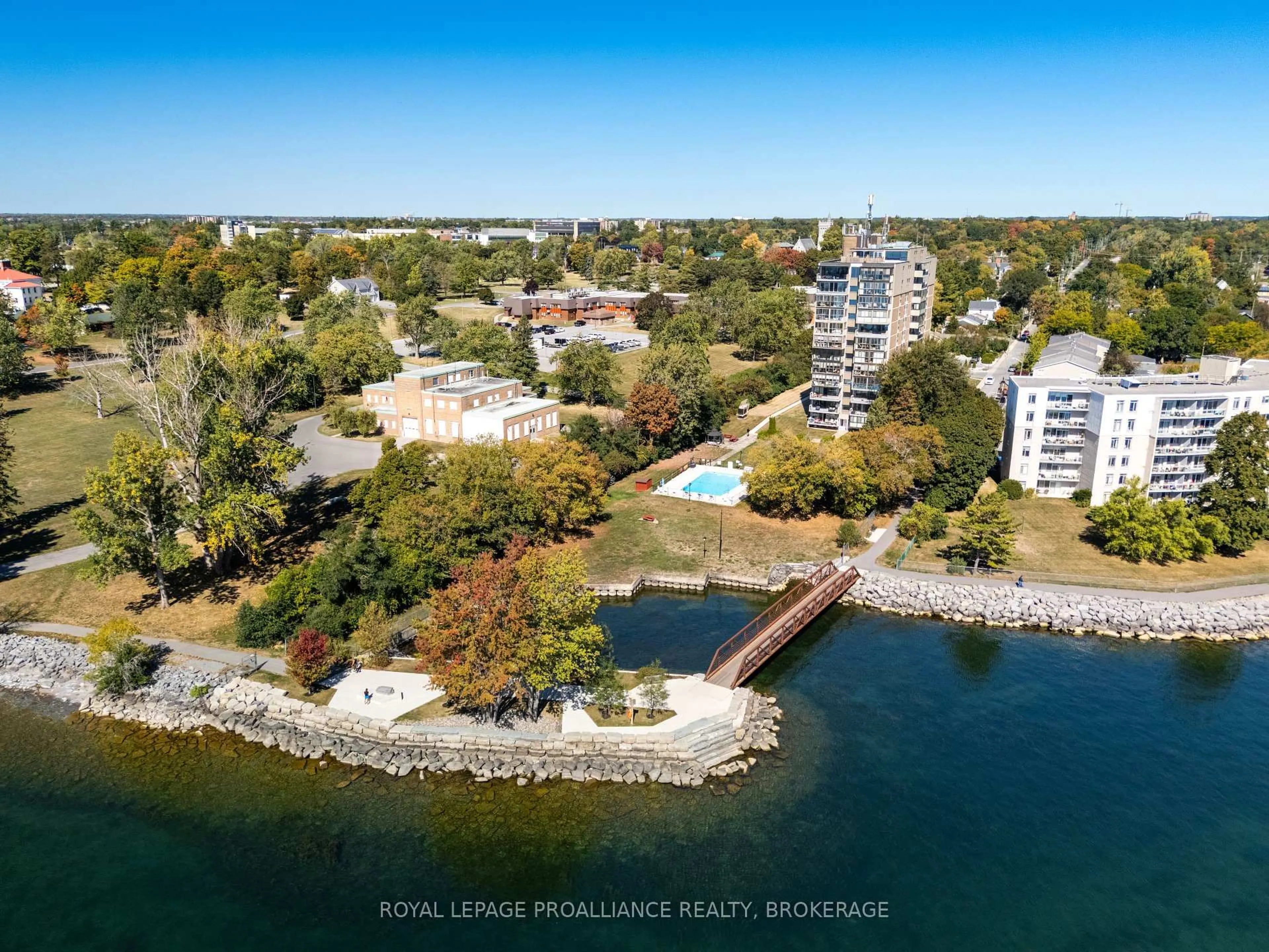 A pic from outside/outdoor area/front of a property/back of a property/a pic from drone, water/lake/river/ocean view for 2 Mowat Ave #501, Kingston Ontario K7M 1K1