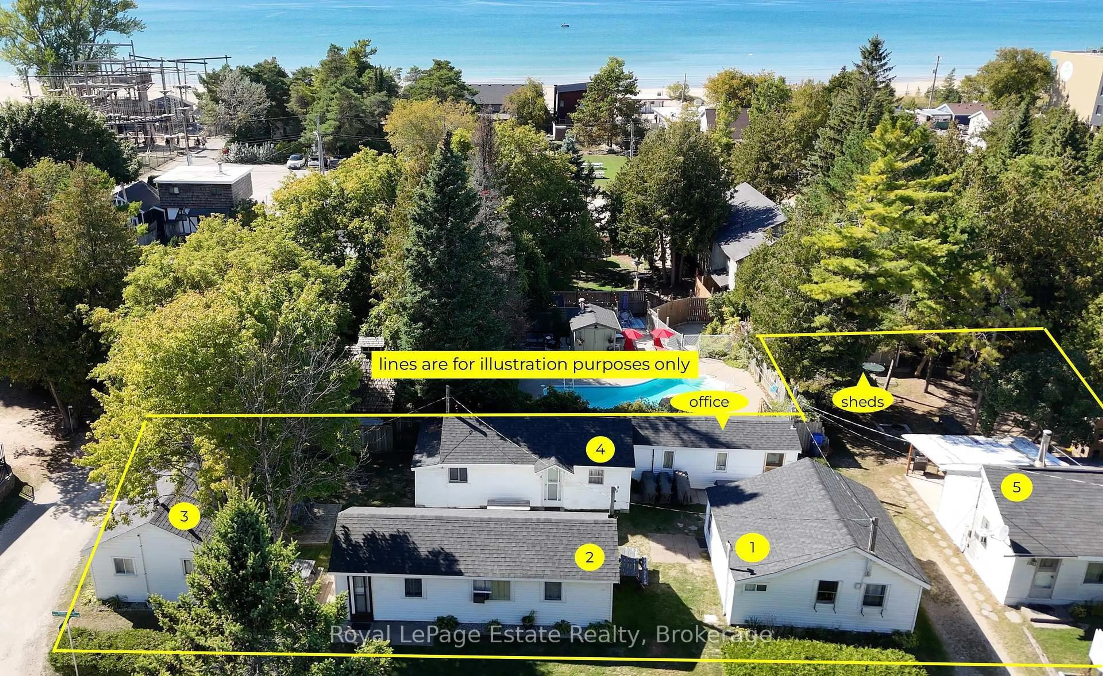 A pic from outside/outdoor area/front of a property/back of a property/a pic from drone, water/lake/river/ocean view for 104 Third Ave, South Bruce Peninsula Ontario N0H 2G0