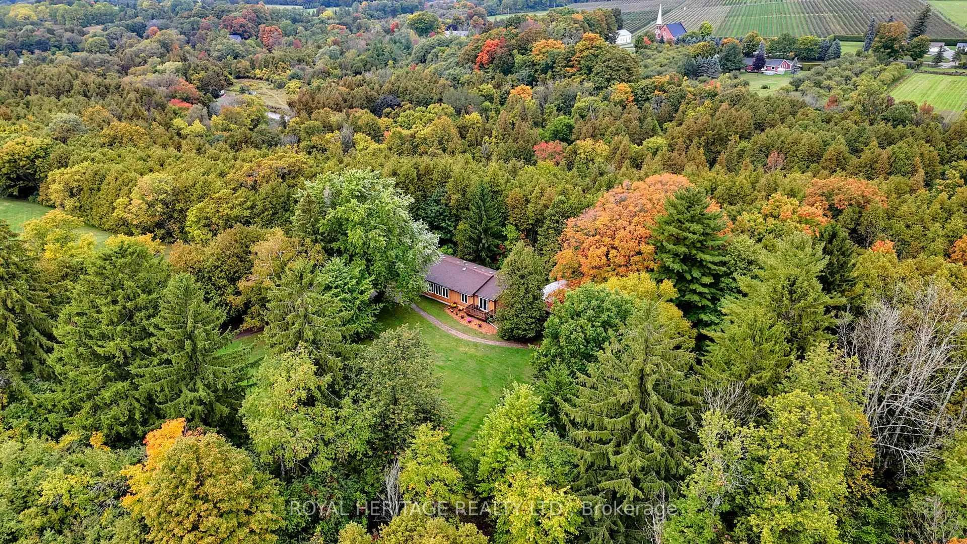 A pic from outside/outdoor area/front of a property/back of a property/a pic from drone, forest/trees view for 4780 Bickle Rd, Port Hope Ontario L1A 3V5