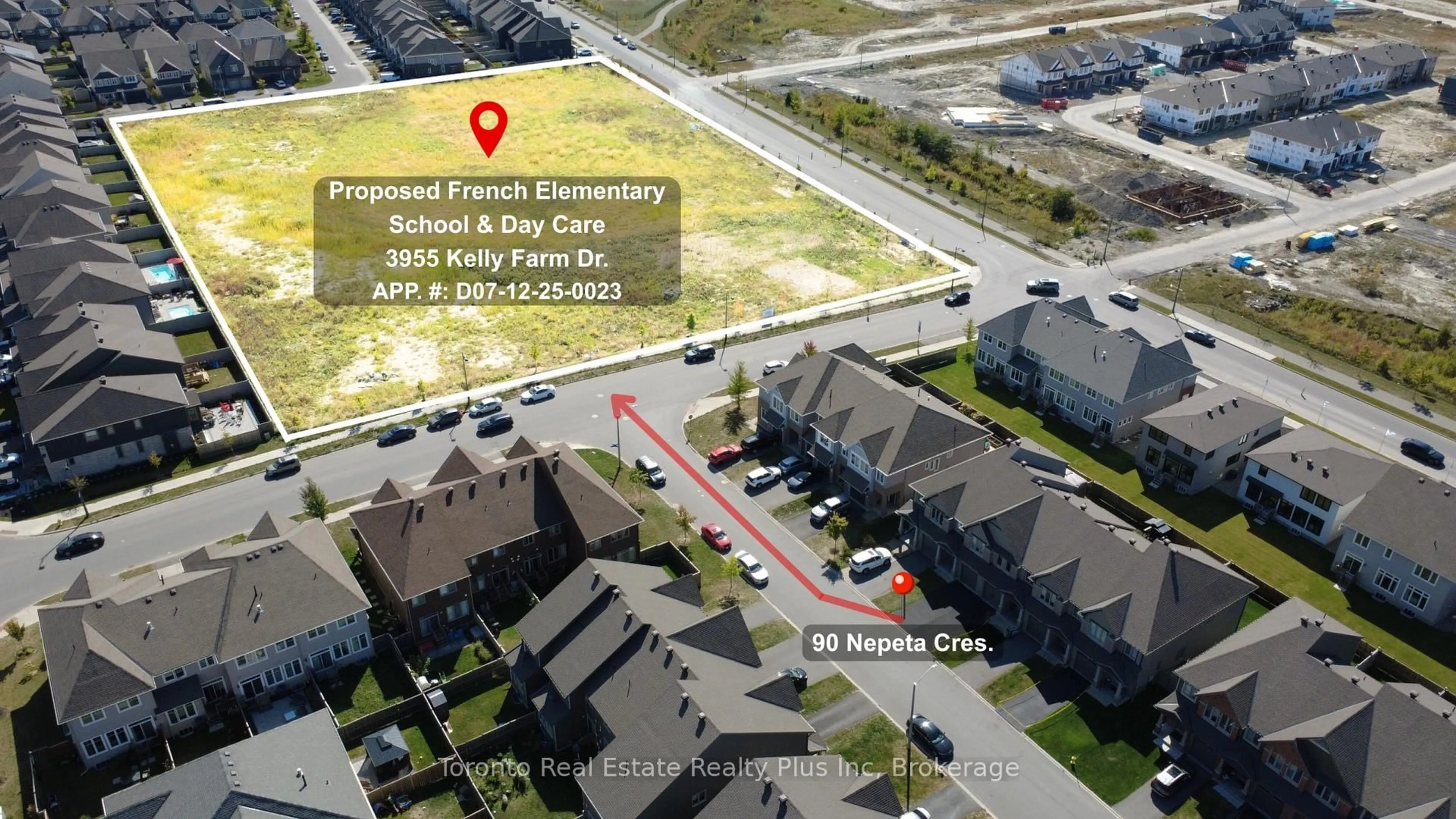 A pic from outside/outdoor area/front of a property/back of a property/a pic from drone, street for 90 NEPETA Cres, Ottawa Ontario K1T 0S6