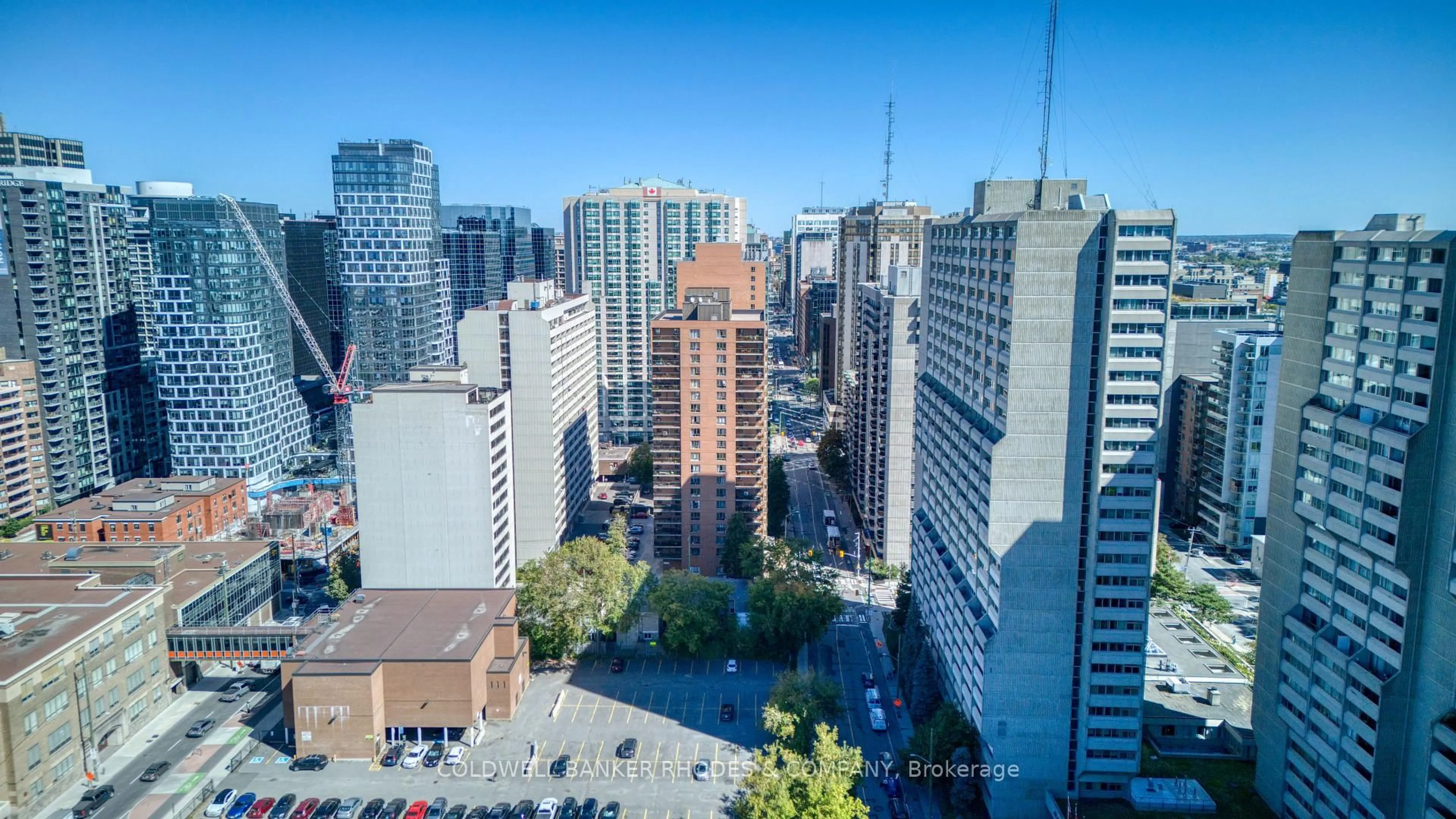 A pic from outside/outdoor area/front of a property/back of a property/a pic from drone, city buildings view from balcony for 475 Laurier Ave #301, Ottawa Ontario K1R 7X1