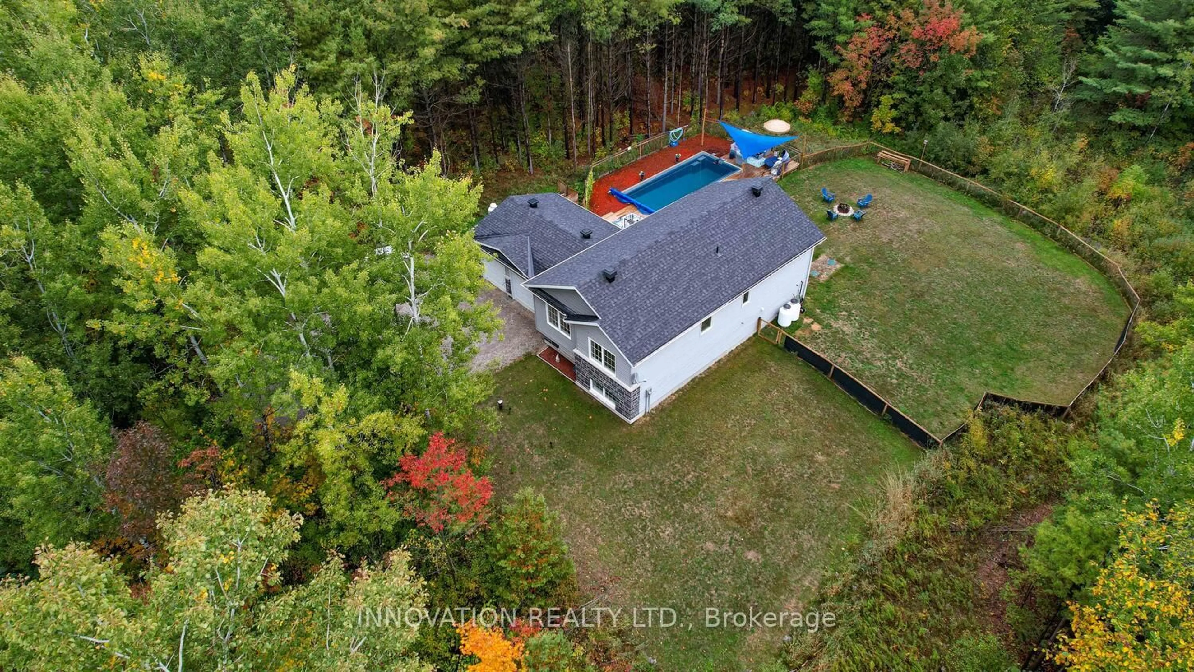 A pic from outside/outdoor area/front of a property/back of a property/a pic from drone, water/lake/river/ocean view for 1171 Nolans Rd, Smiths Falls Ontario K7A 4S6