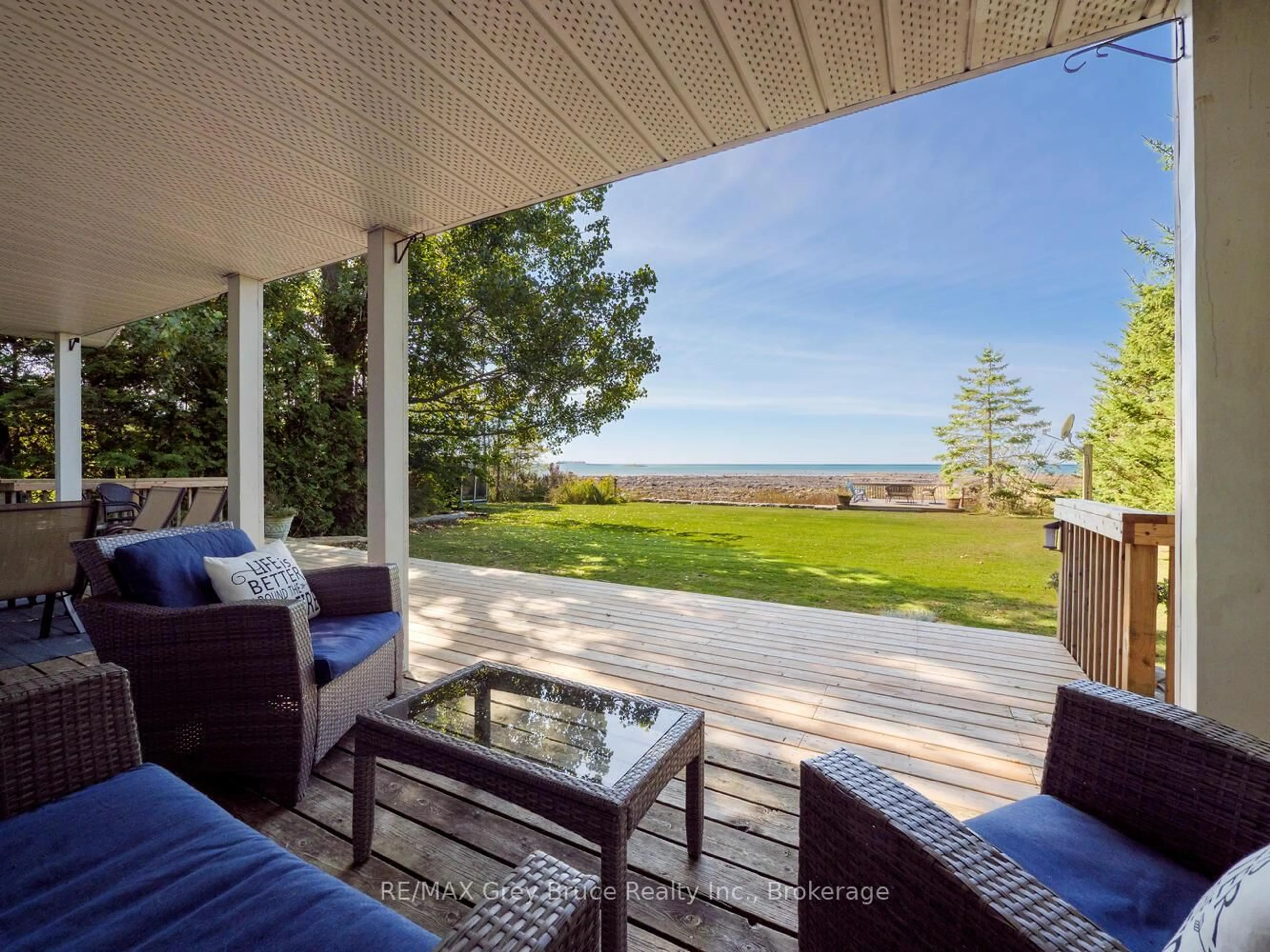 Patio, water/lake/river/ocean view for 1208 Sunset Dr, South Bruce Peninsula Ontario N0H 2T0