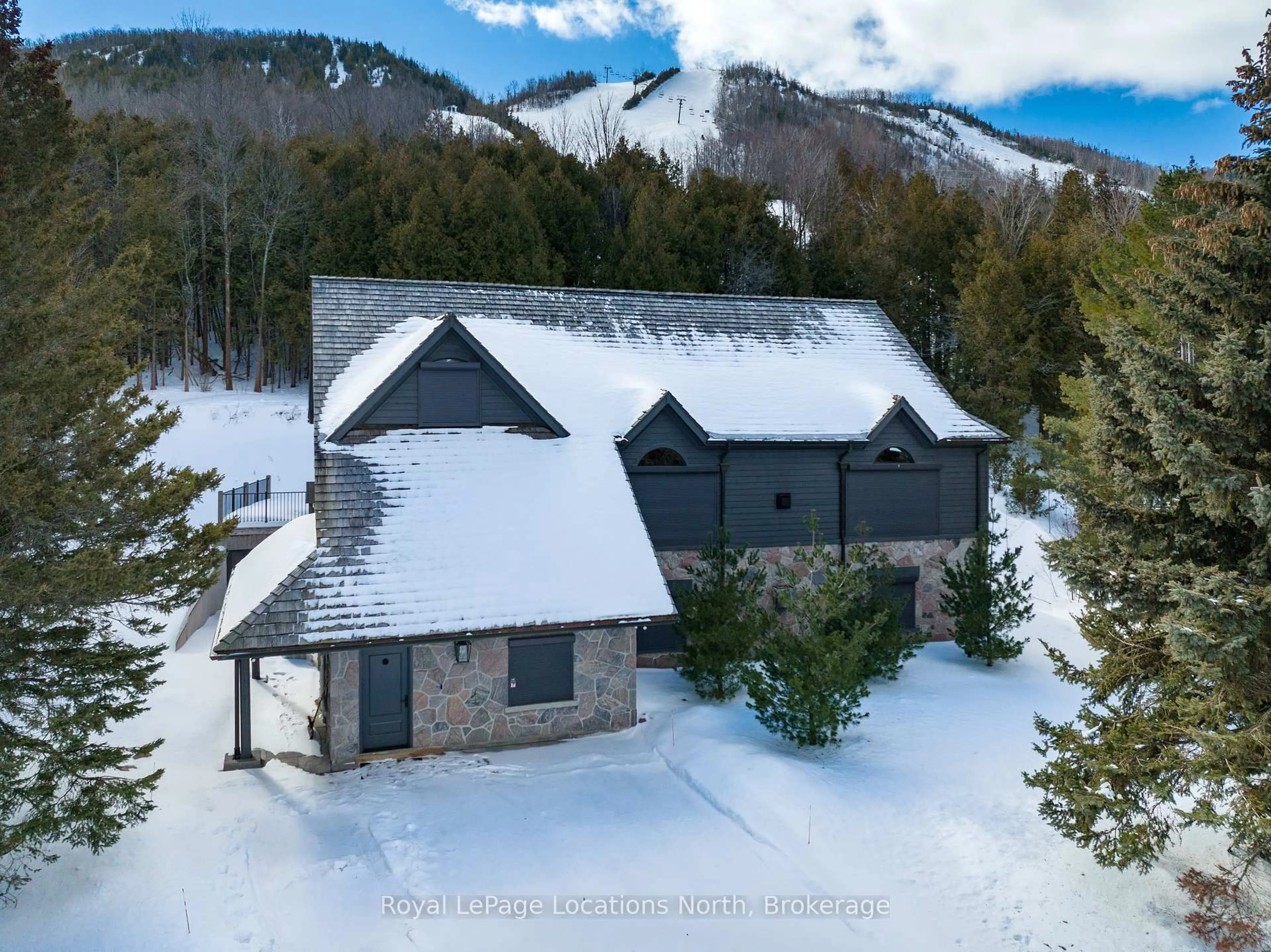 A pic from outside/outdoor area/front of a property/back of a property/a pic from drone, mountain view for 164 Wensley Dr, Blue Mountains Ontario N0H 1J0