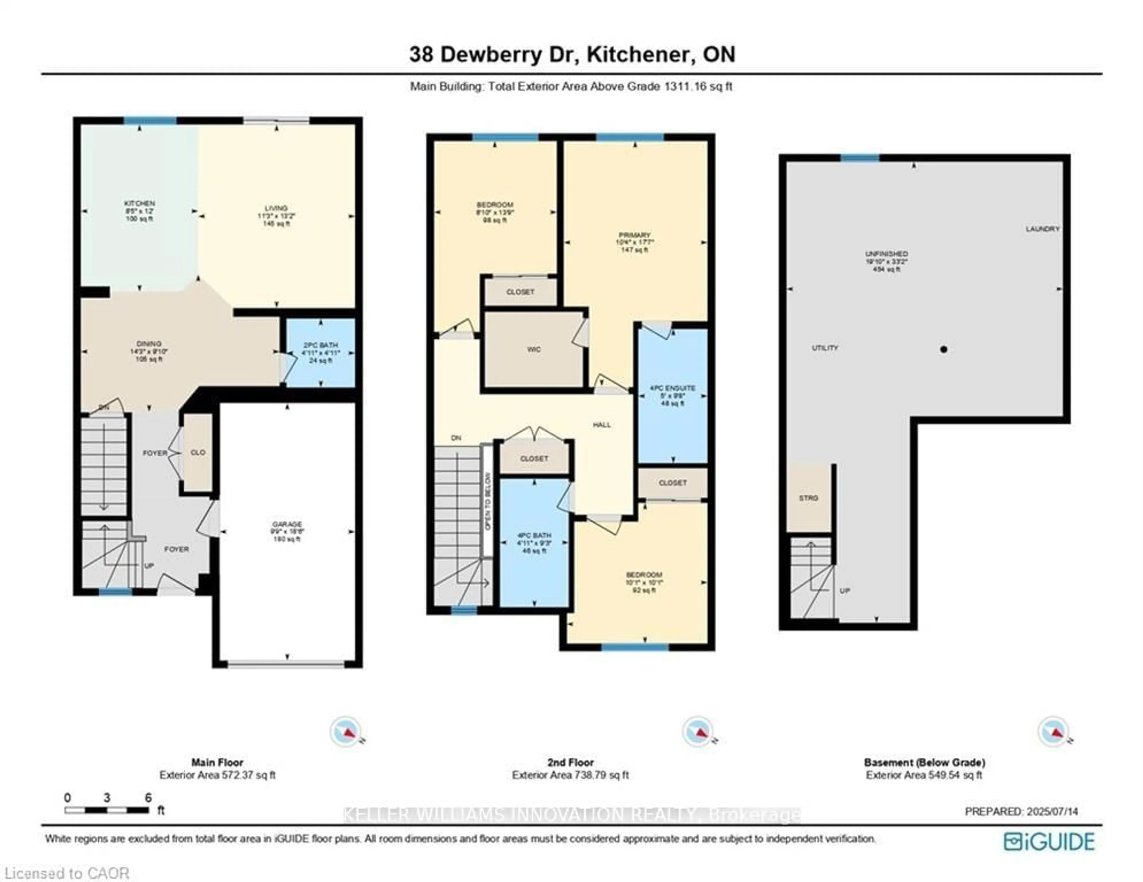 Floor plan for 38 Dewberry Dr, Kitchener Ontario N2B 0A9