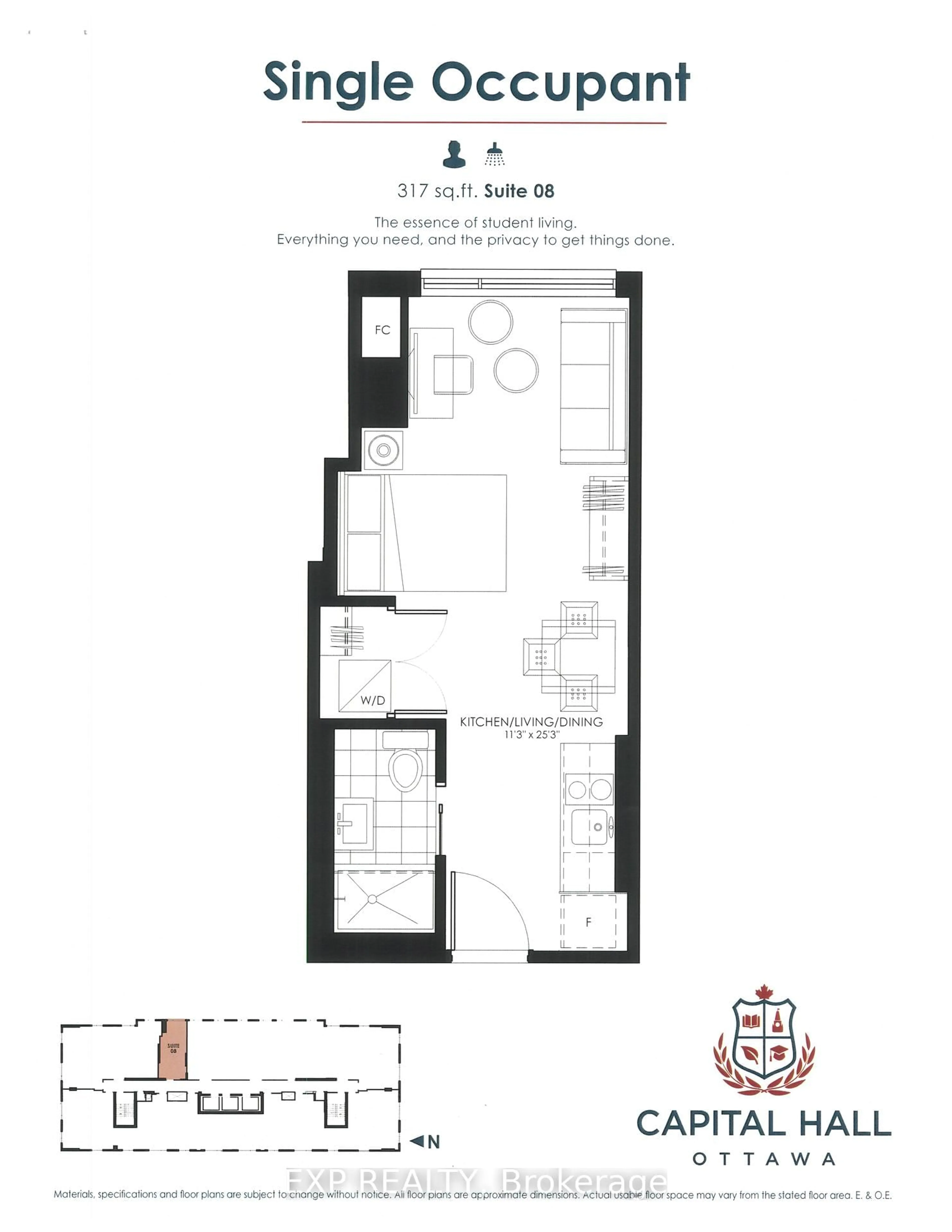 Floor plan for 105 CHAMPAGNE Ave #2308, Ottawa Ontario K1S 4P3