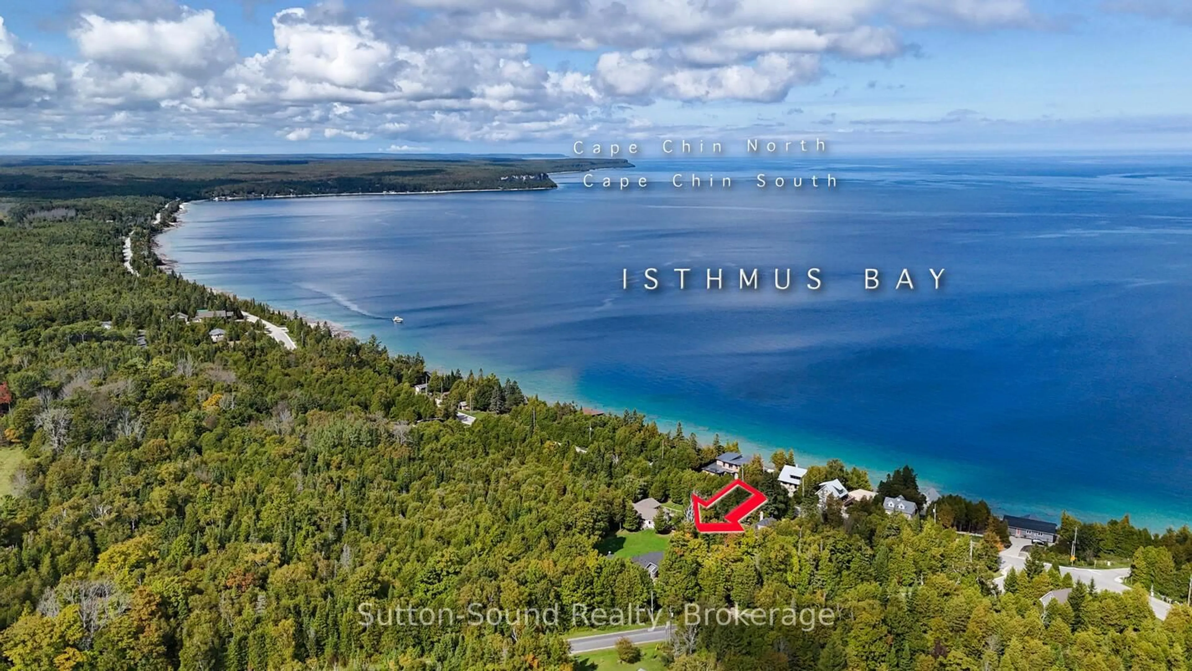 A pic from outside/outdoor area/front of a property/back of a property/a pic from drone, water/lake/river/ocean view for 293 Everatt Sdrd, Northern Bruce Peninsula Ontario N0H 1W0