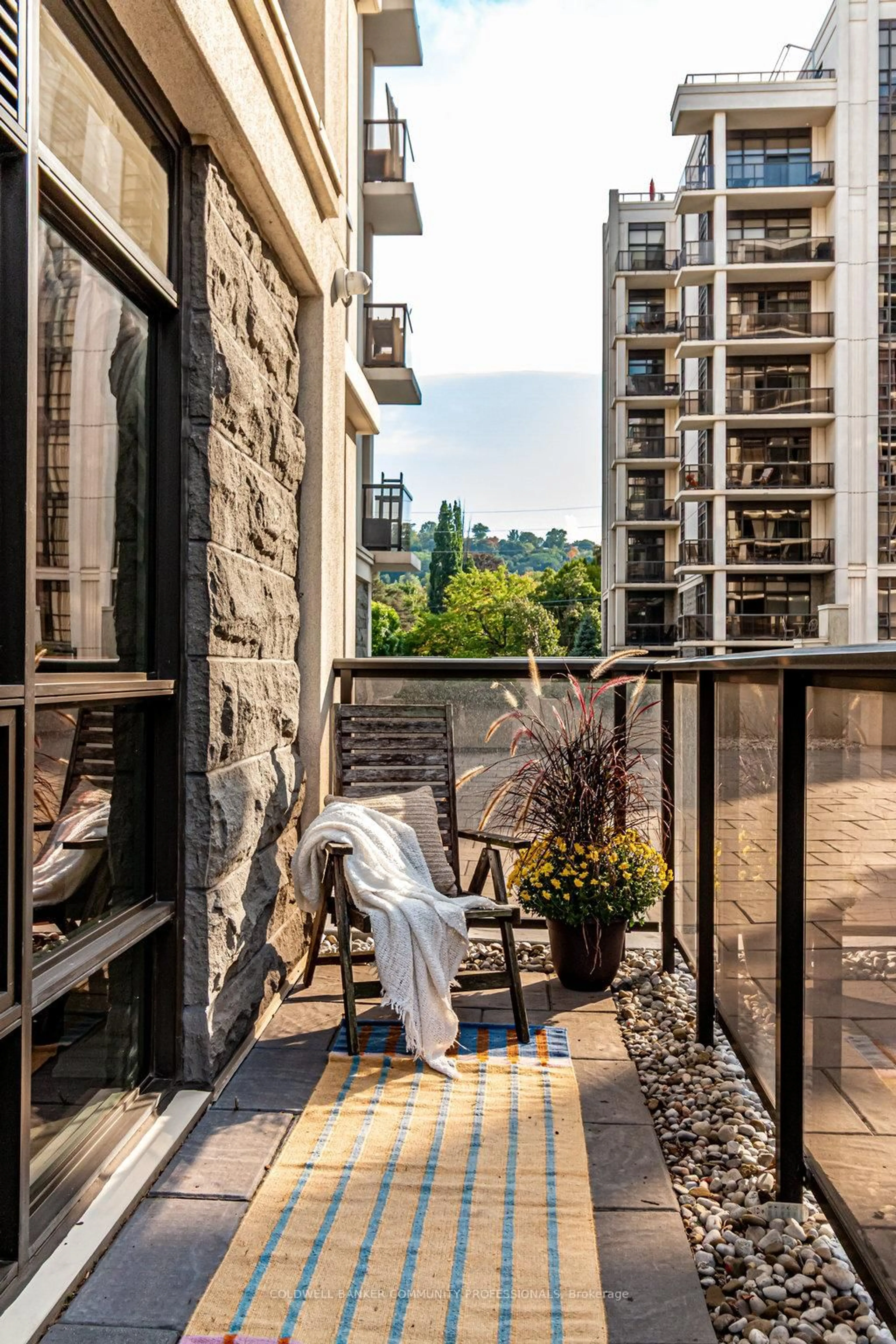 Balcony in the apartment, city buildings view from balcony for 81 Robinson St #203, Hamilton Ontario L8P 0C2