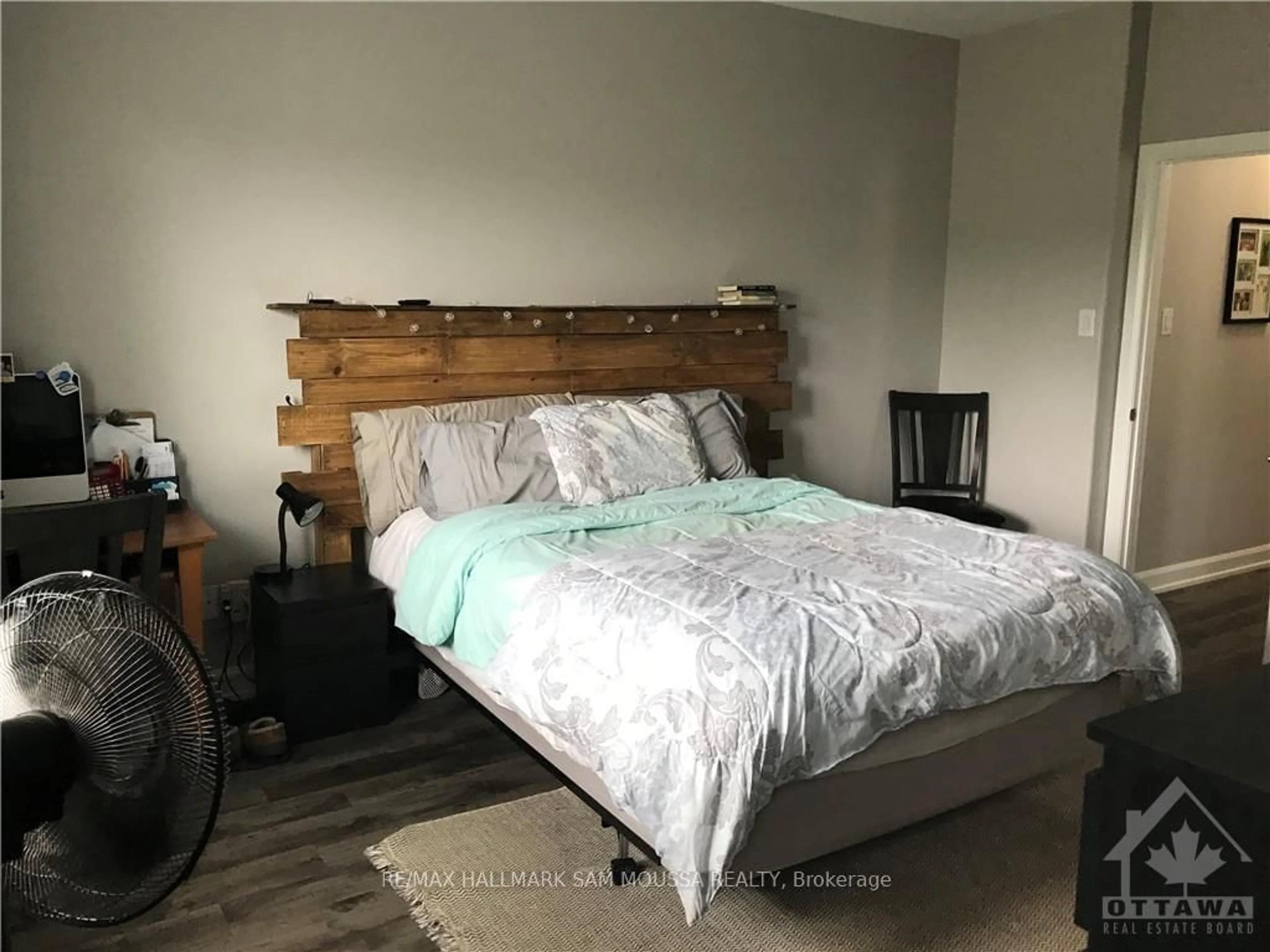 Bedroom with bed, wood/laminate floor for 29 Senators Gate Dr, Perth Ontario K7H 0B5
