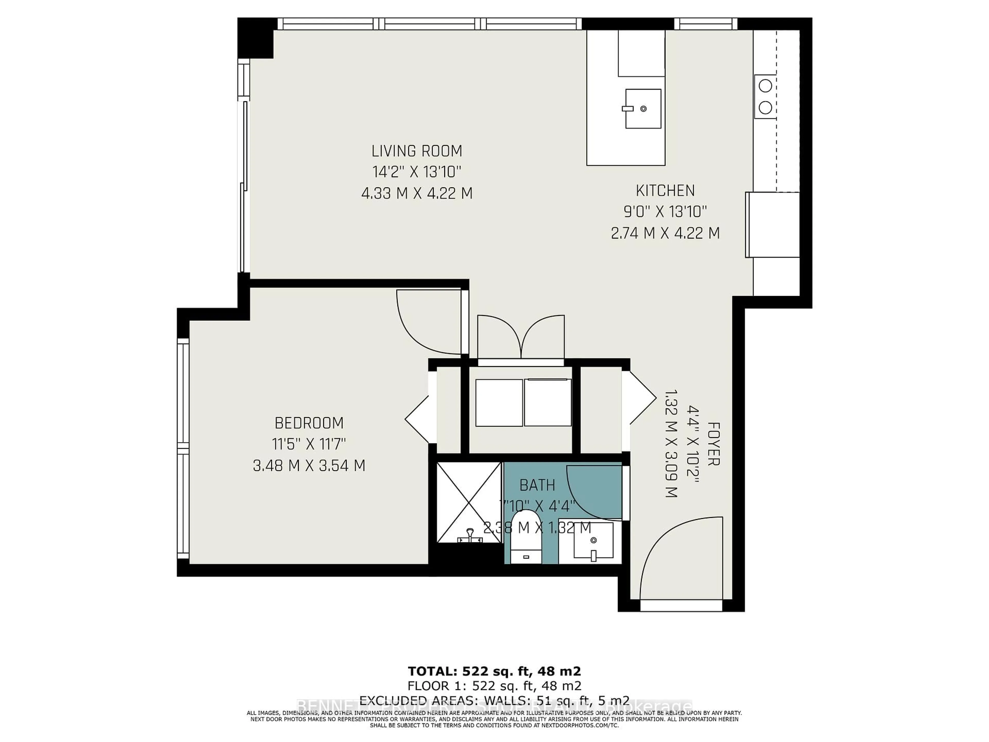 Floor plan for 340 Queen St #1607, Ottawa Ontario K1R 0G1