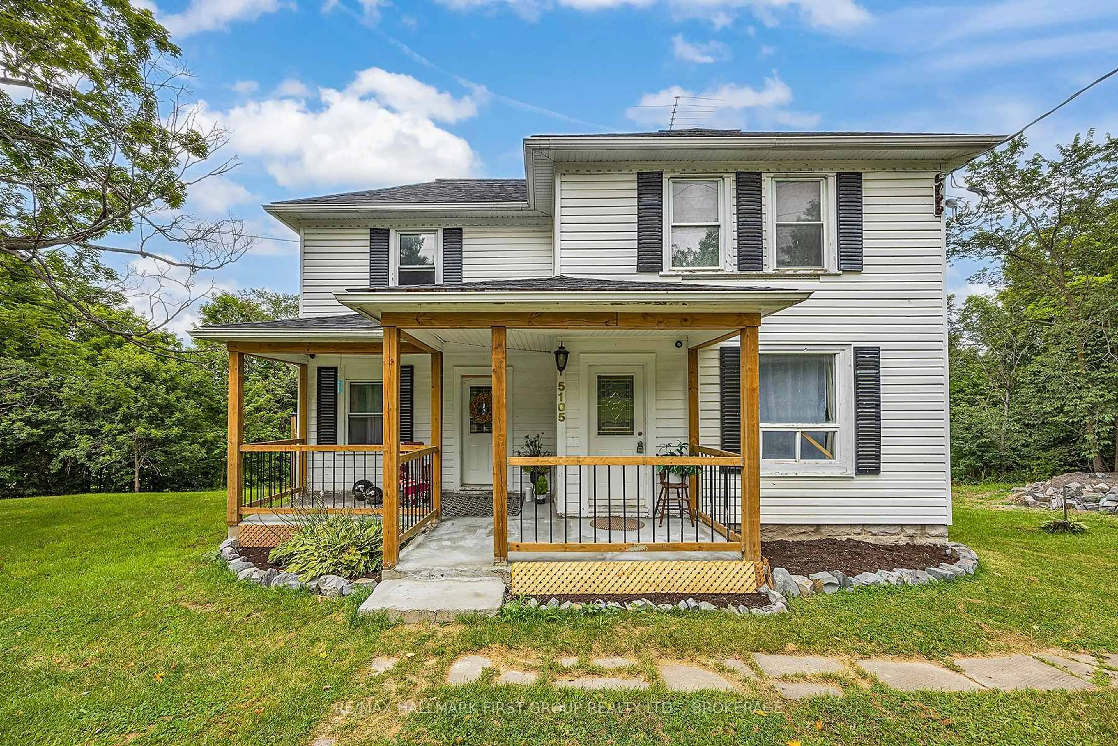 Home with vinyl exterior material, street for 5105 Battersea Rd, Battersea Ontario K0H 1H0