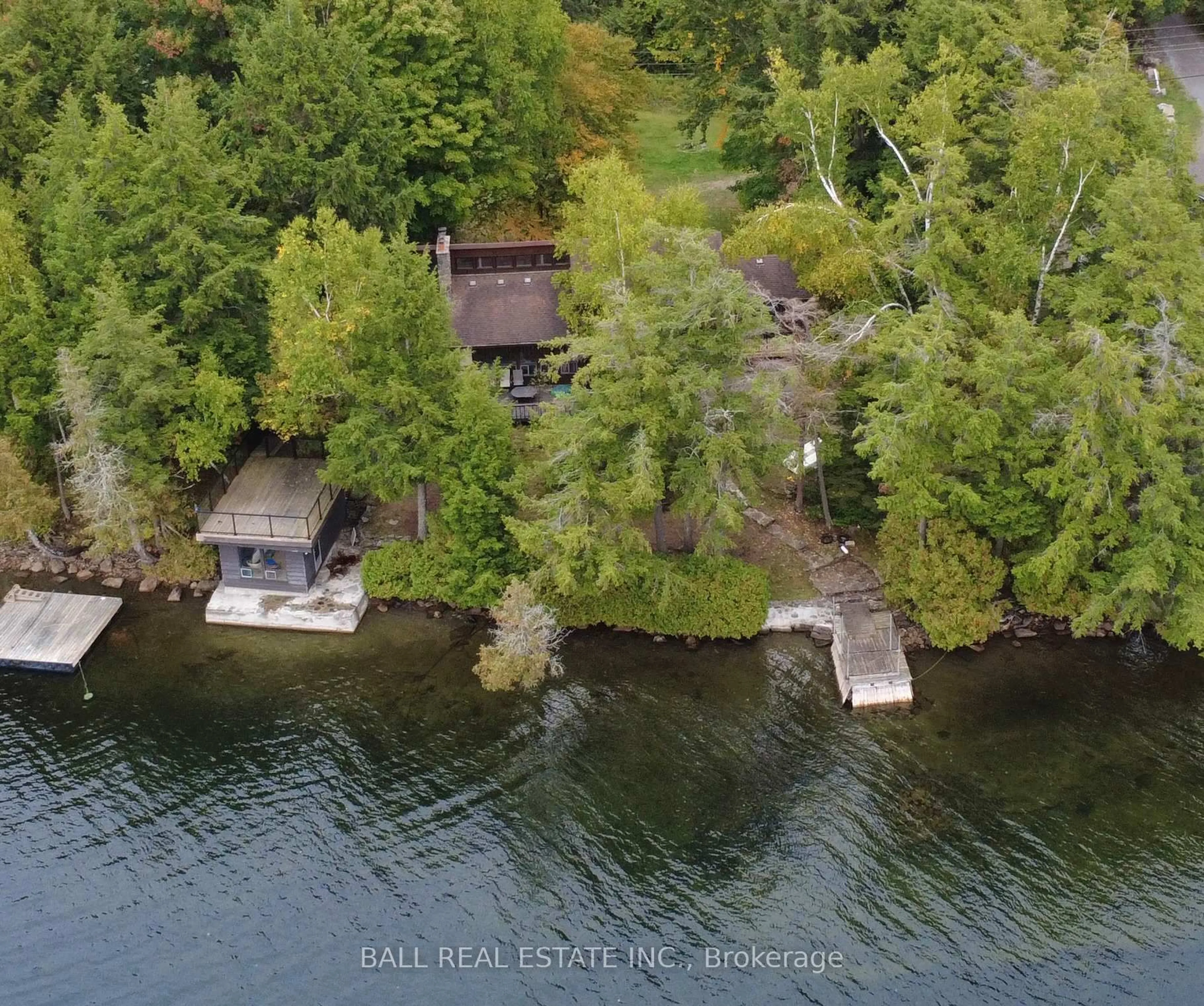 A pic from outside/outdoor area/front of a property/back of a property/a pic from drone, water/lake/river/ocean view for 190 Maple Lane, North Kawartha Ontario K0L 1A0