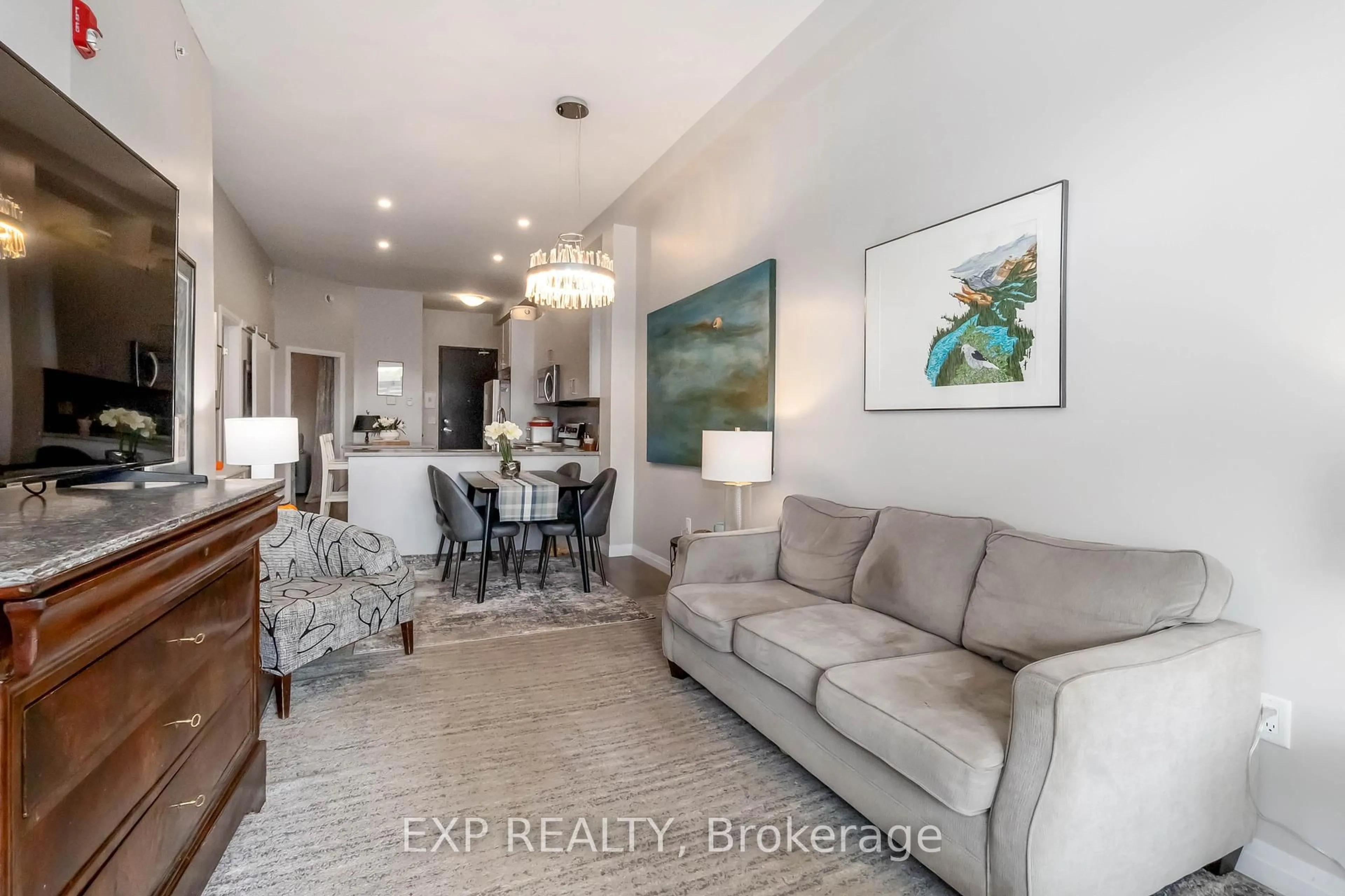 Living room with furniture, ceramic/tile floor for 85 Morrell St #105A, Brant Ontario N3T 4J6