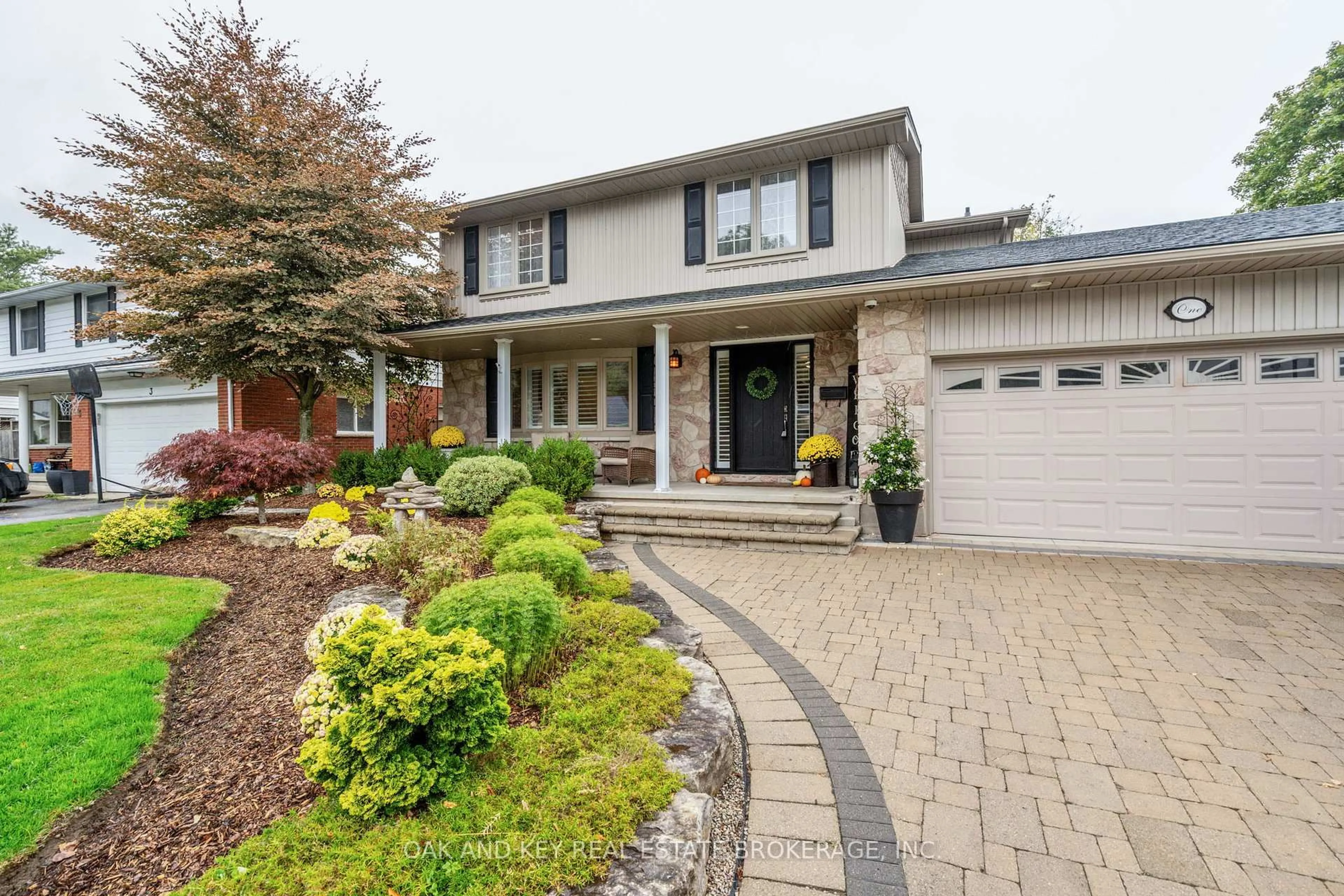 Home with brick exterior material, street for 1 FOX MILL Cres, London South Ontario N6J 2B3