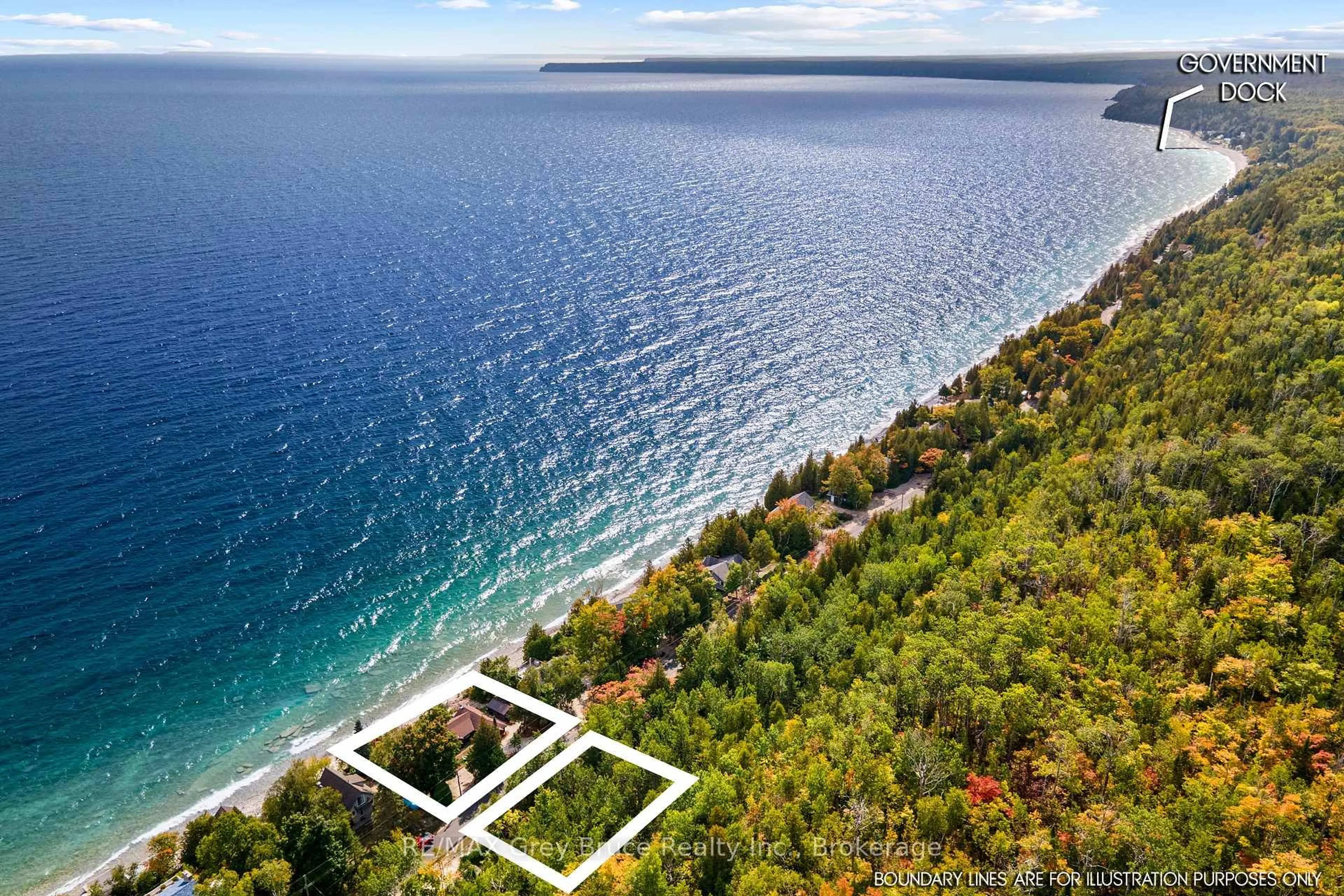 A pic from outside/outdoor area/front of a property/back of a property/a pic from drone, water/lake/river/ocean view for 1132 Dyers Bay Rd, Northern Bruce Peninsula Ontario N0H 1Z0