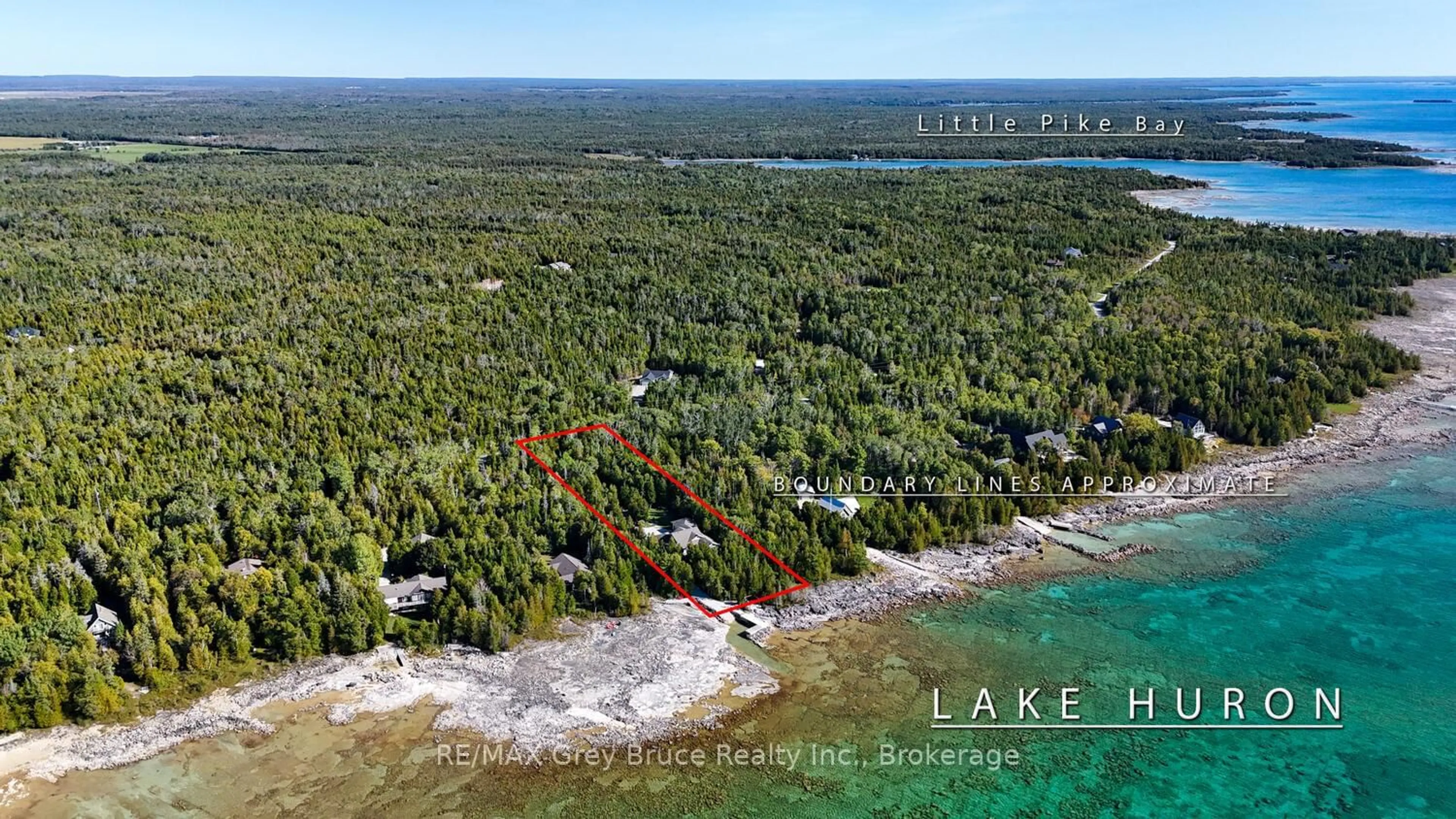 A pic from outside/outdoor area/front of a property/back of a property/a pic from drone, water/lake/river/ocean view for 51 Hawes Rd, Northern Bruce Peninsula Ontario N0H 1W0