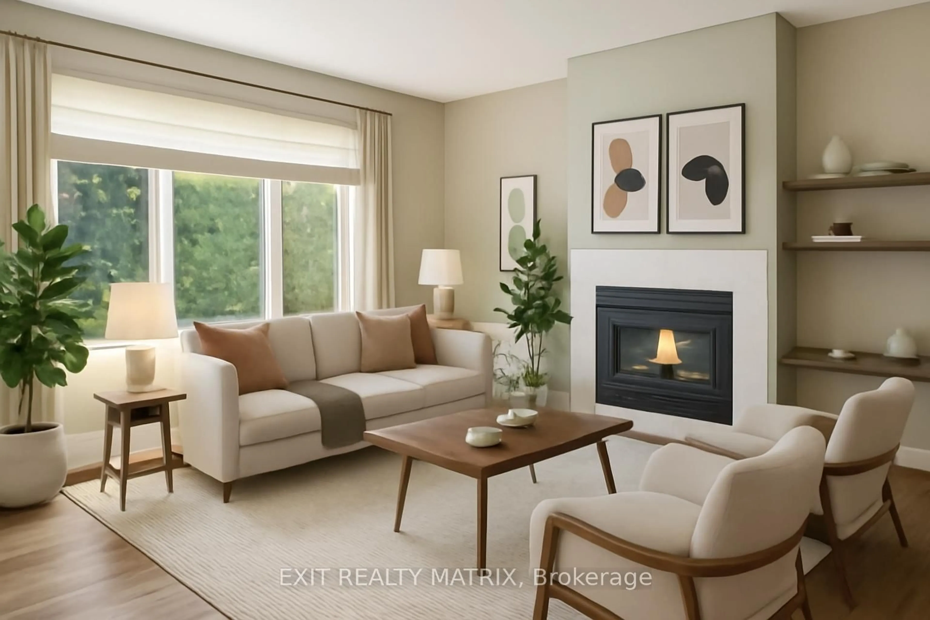 Living room with furniture, wood/laminate floor for 1375 Fribourg St, Russell Ontario K0A 1W0