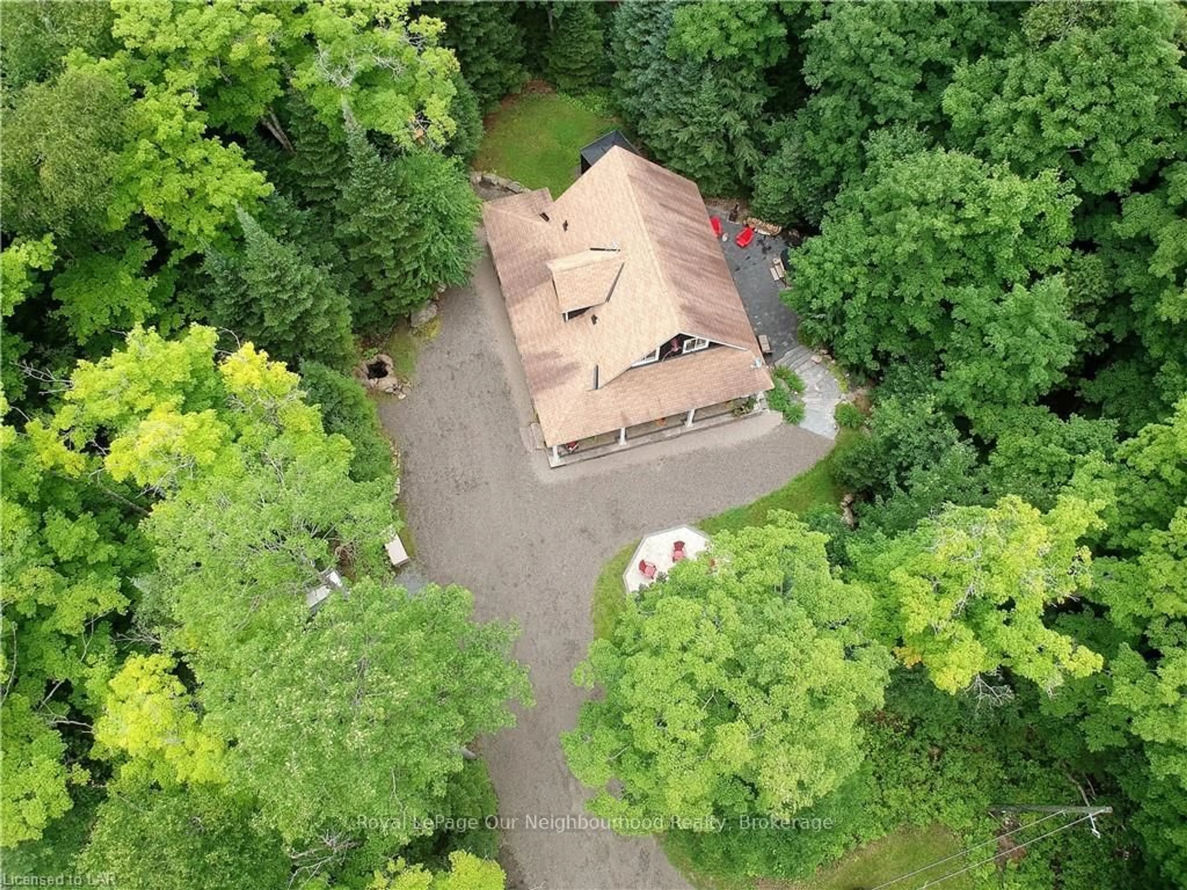 A pic from outside/outdoor area/front of a property/back of a property/a pic from drone, forest/trees view for 1042 Ski Ridge Tr, Dysart et al Ontario K0M 1M0