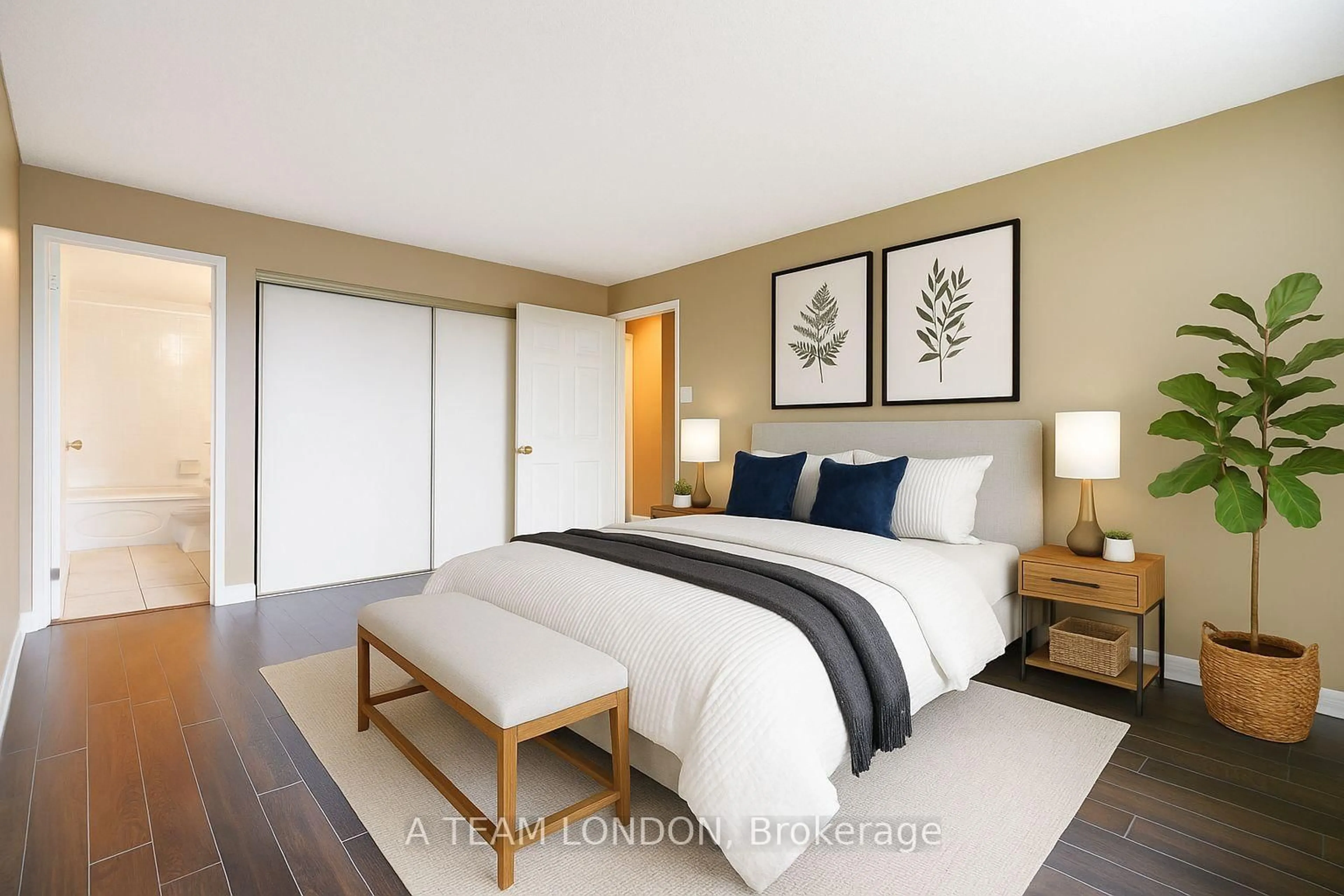 Bedroom with bed, wood/laminate floor for 155 KENT St #407, London East Ontario N6A 5N7