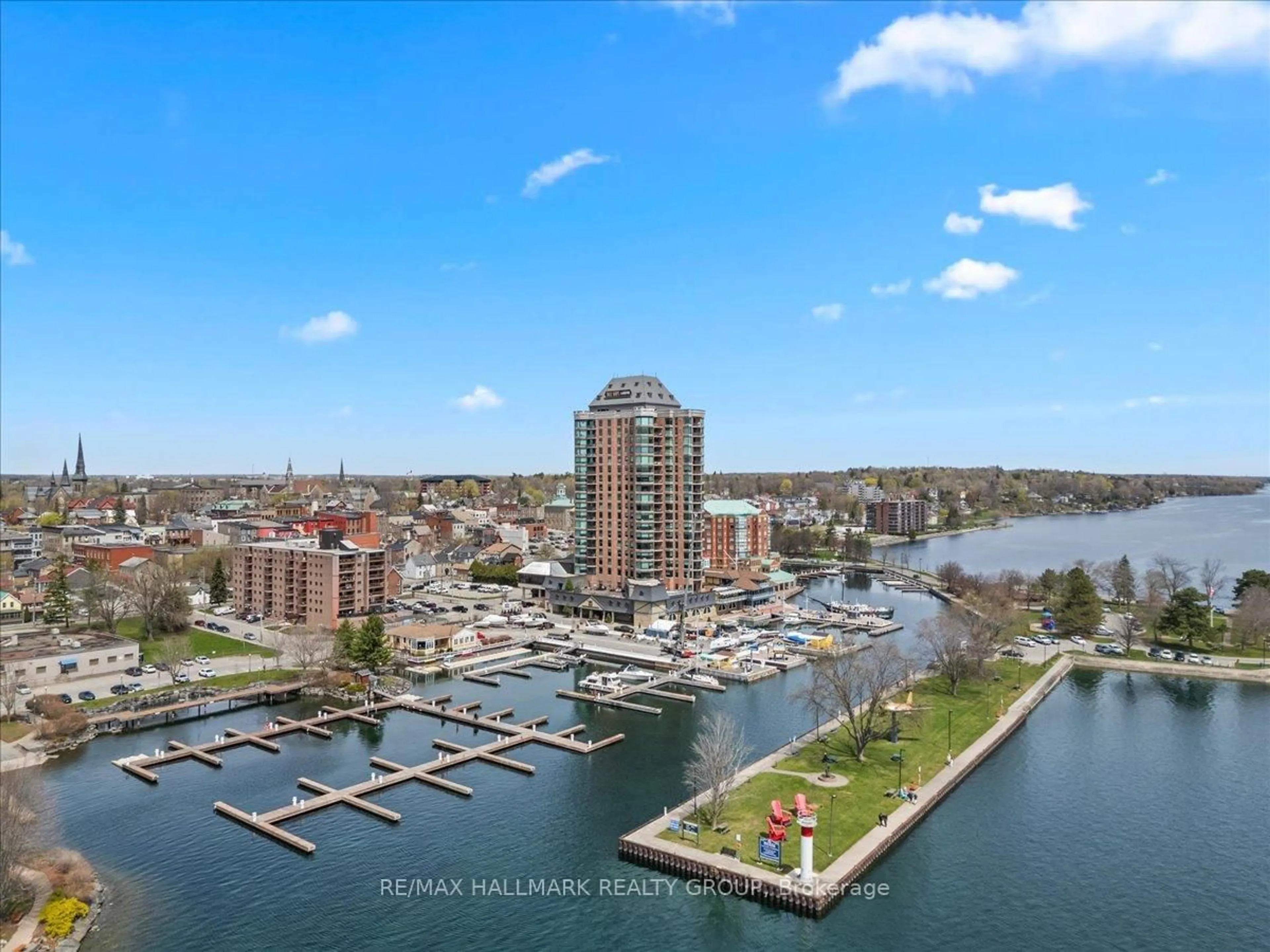 A pic from outside/outdoor area/front of a property/back of a property/a pic from drone, water/lake/river/ocean view for 15 St Andrew St #1501, Brockville Ontario K6V 0B8