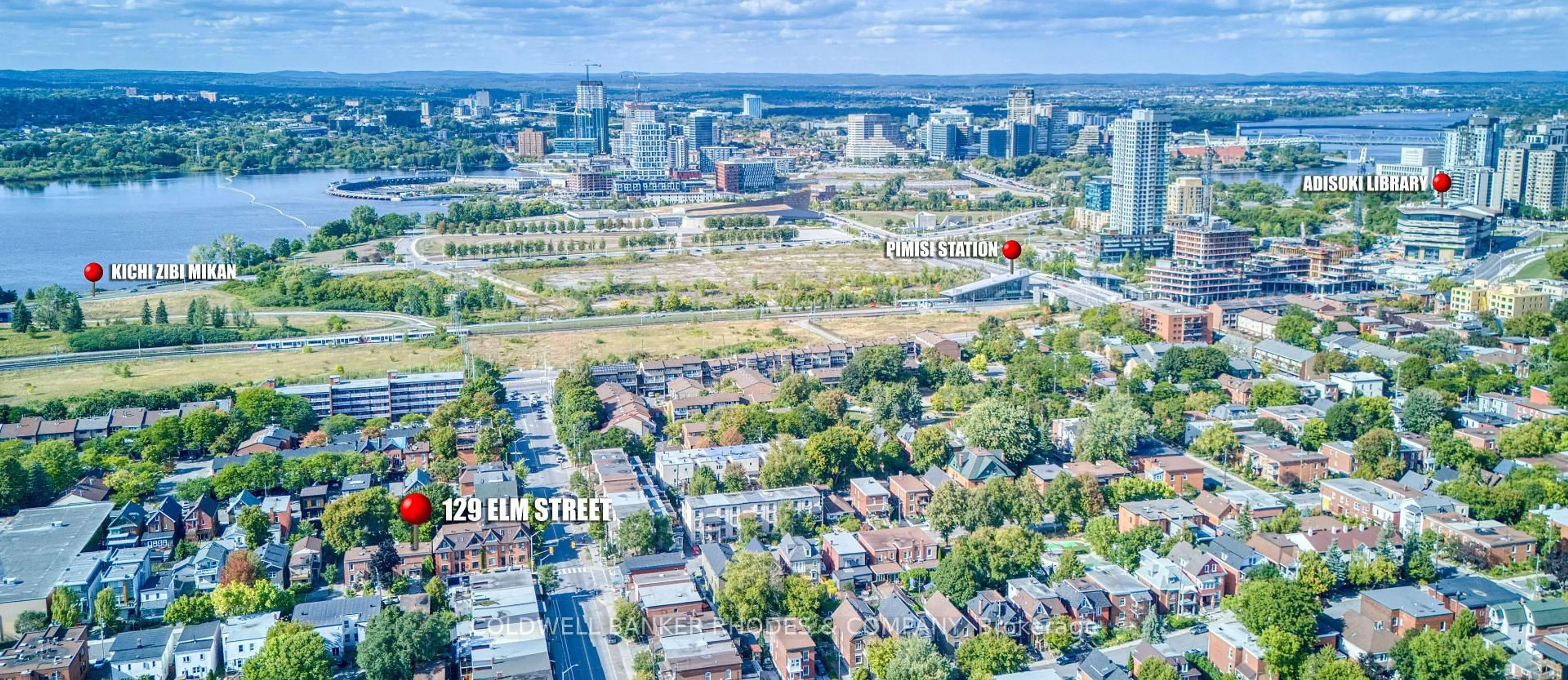 A pic from outside/outdoor area/front of a property/back of a property/a pic from drone, city buildings view from balcony for 129 Elm St, Ottawa Ontario K1R 6N4