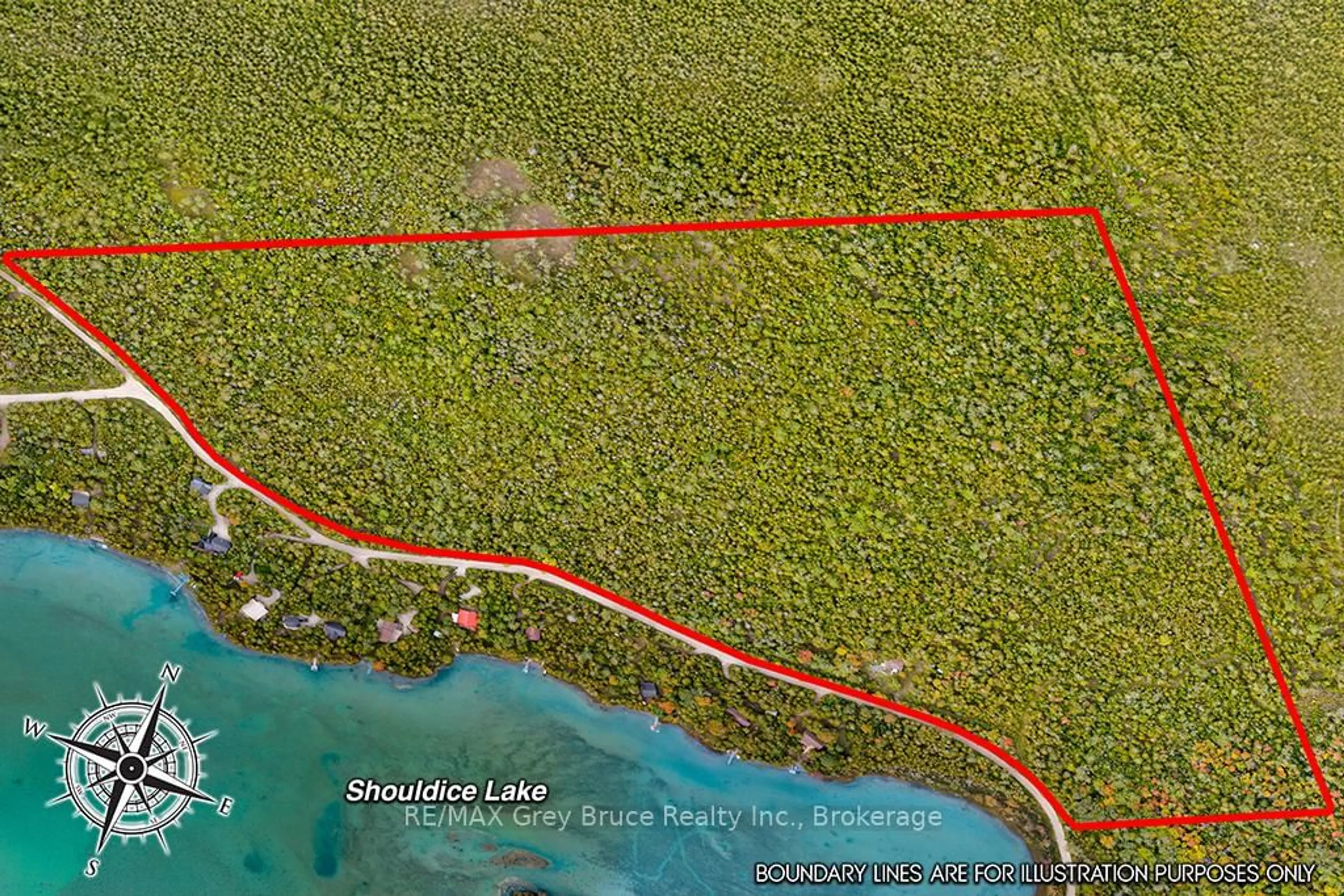 A pic from outside/outdoor area/front of a property/back of a property/a pic from drone, water/lake/river/ocean view for 152 Shouldice Lake Rd, Northern Bruce Peninsula Ontario N0H 1Z0