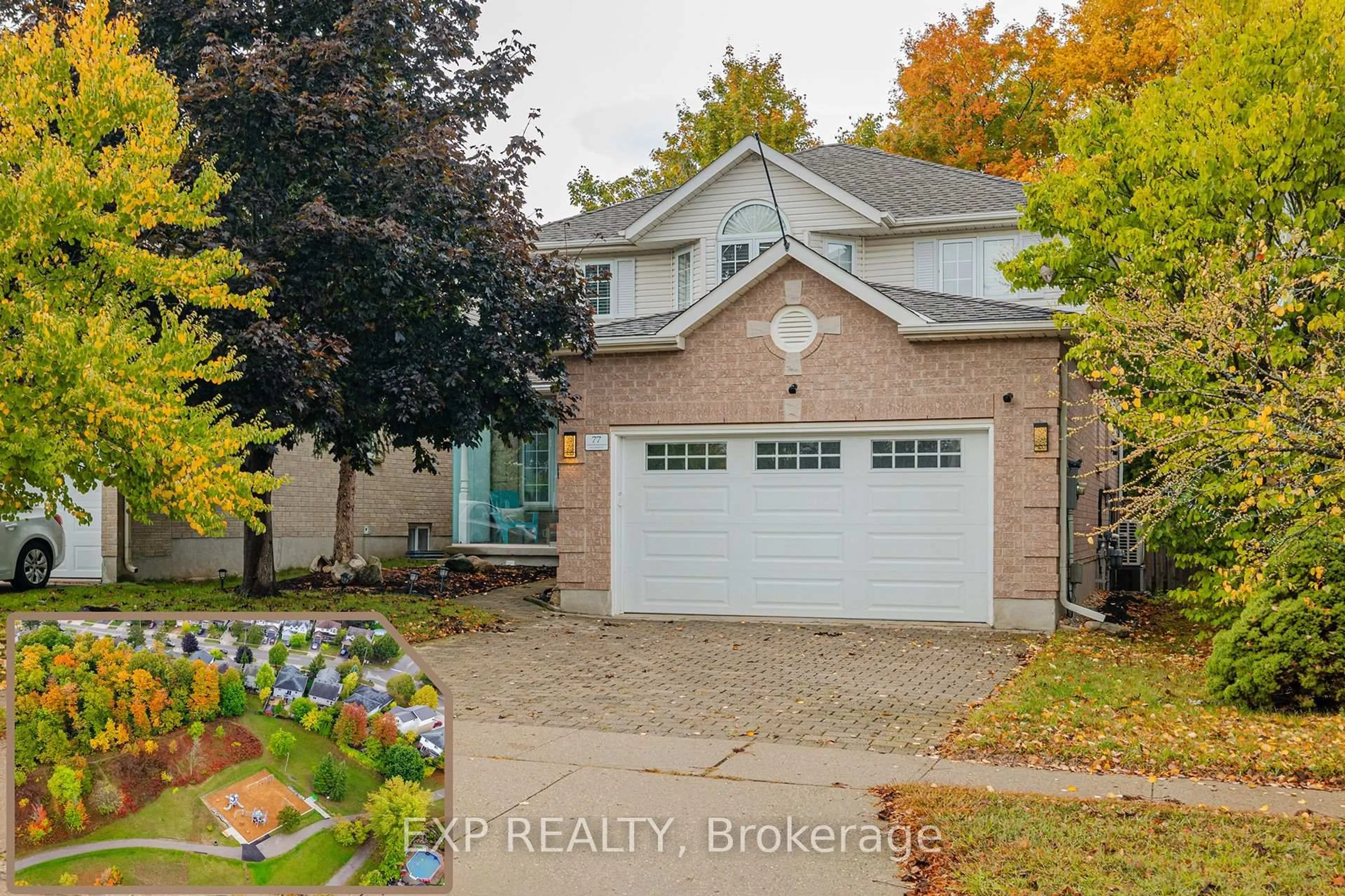 Home with brick exterior material, street for 77 MCCORMICK Dr, Cambridge Ontario N3C 4E1