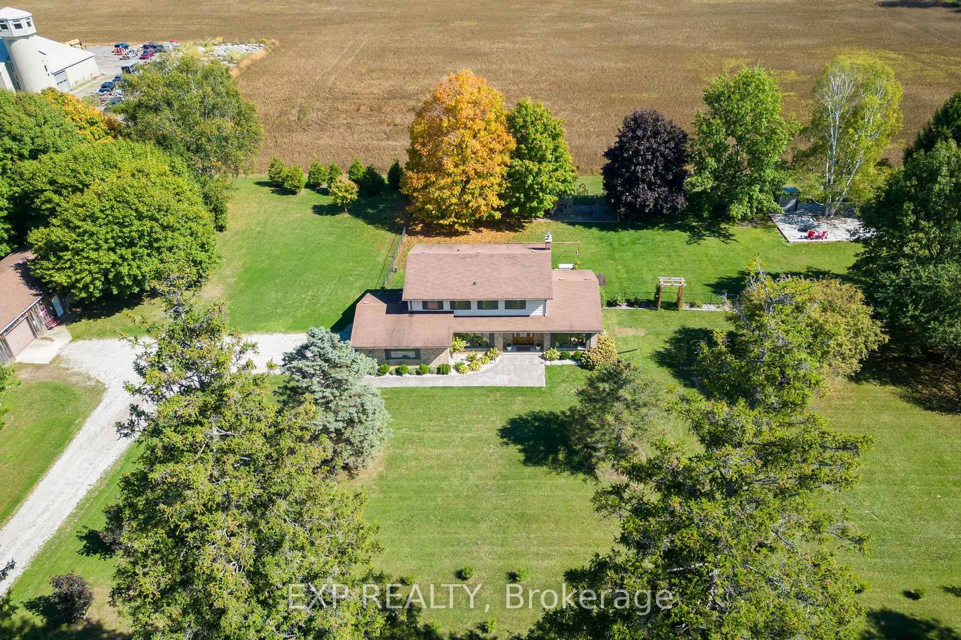 A pic from outside/outdoor area/front of a property/back of a property/a pic from drone, water/lake/river/ocean view for 22882 Vanneck Rd, Middlesex Centre Ontario N0M 2A0