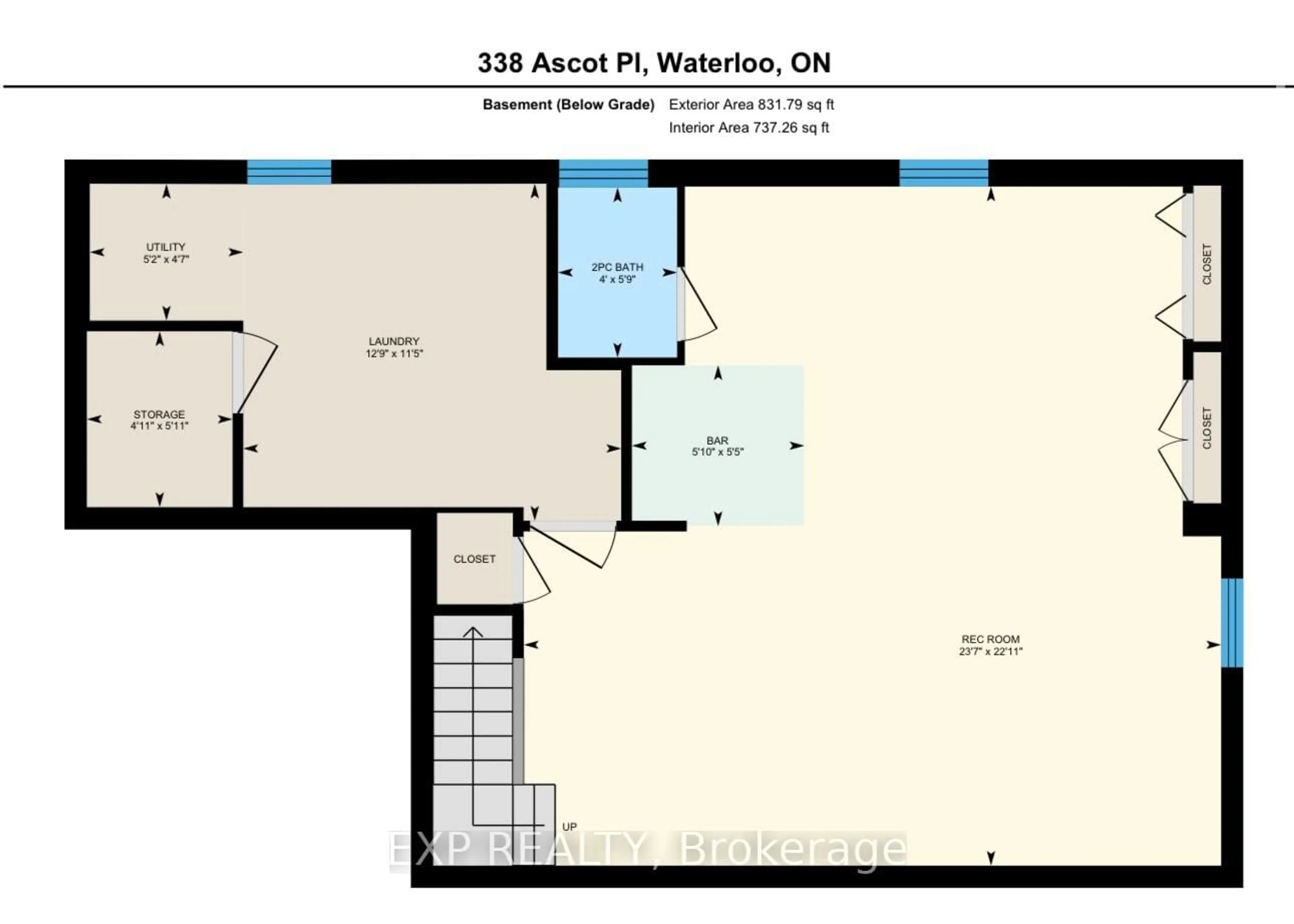 Floor plan for 338 Ascot Pl, Waterloo Ontario N2J 3V8