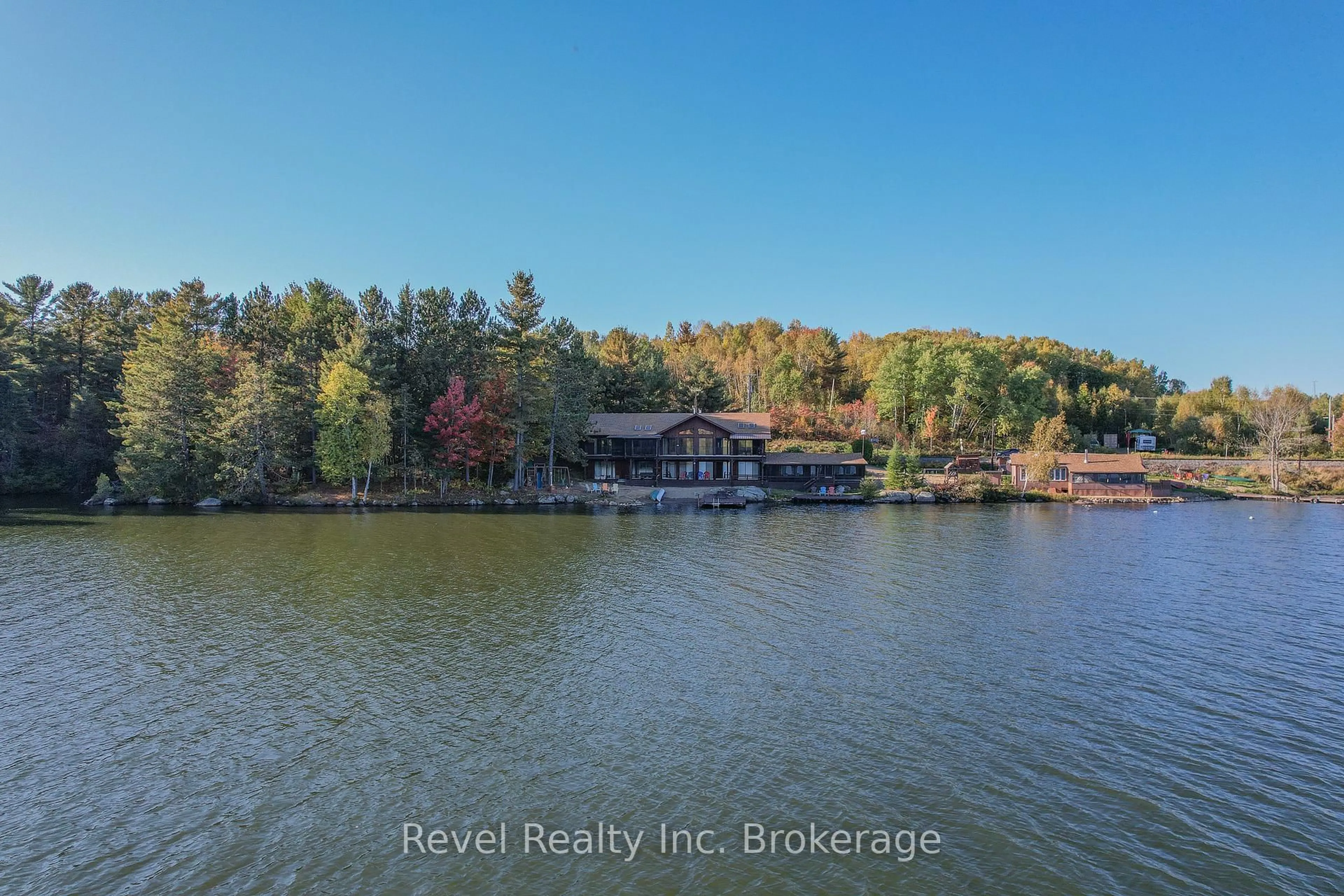 A pic from outside/outdoor area/front of a property/back of a property/a pic from drone, water/lake/river/ocean view for 280 Sunnyside Rd, Bonfield Ontario P0H 1E0
