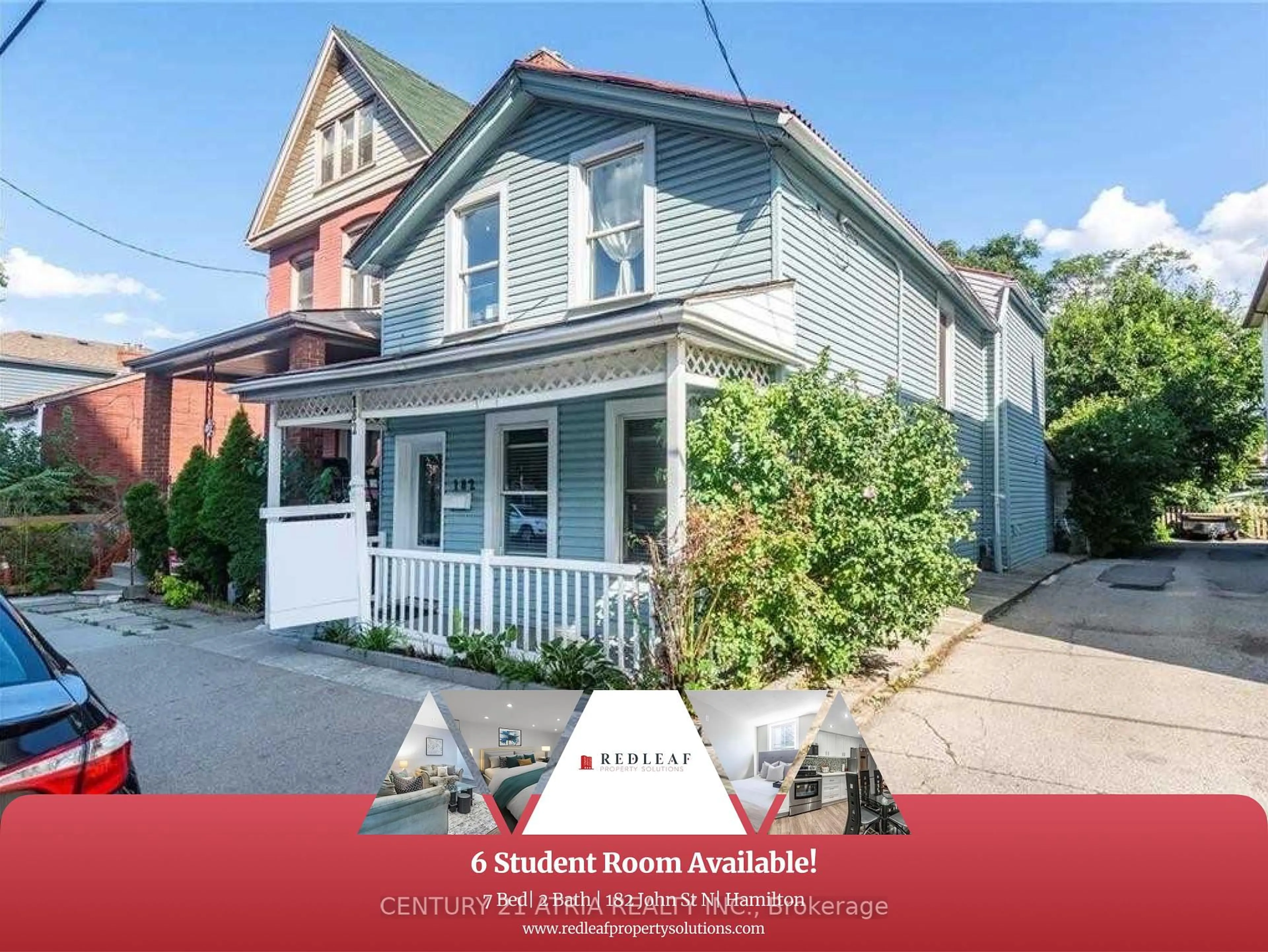 Home with vinyl exterior material, street for 182 John St, Hamilton Ontario L8L 4P2