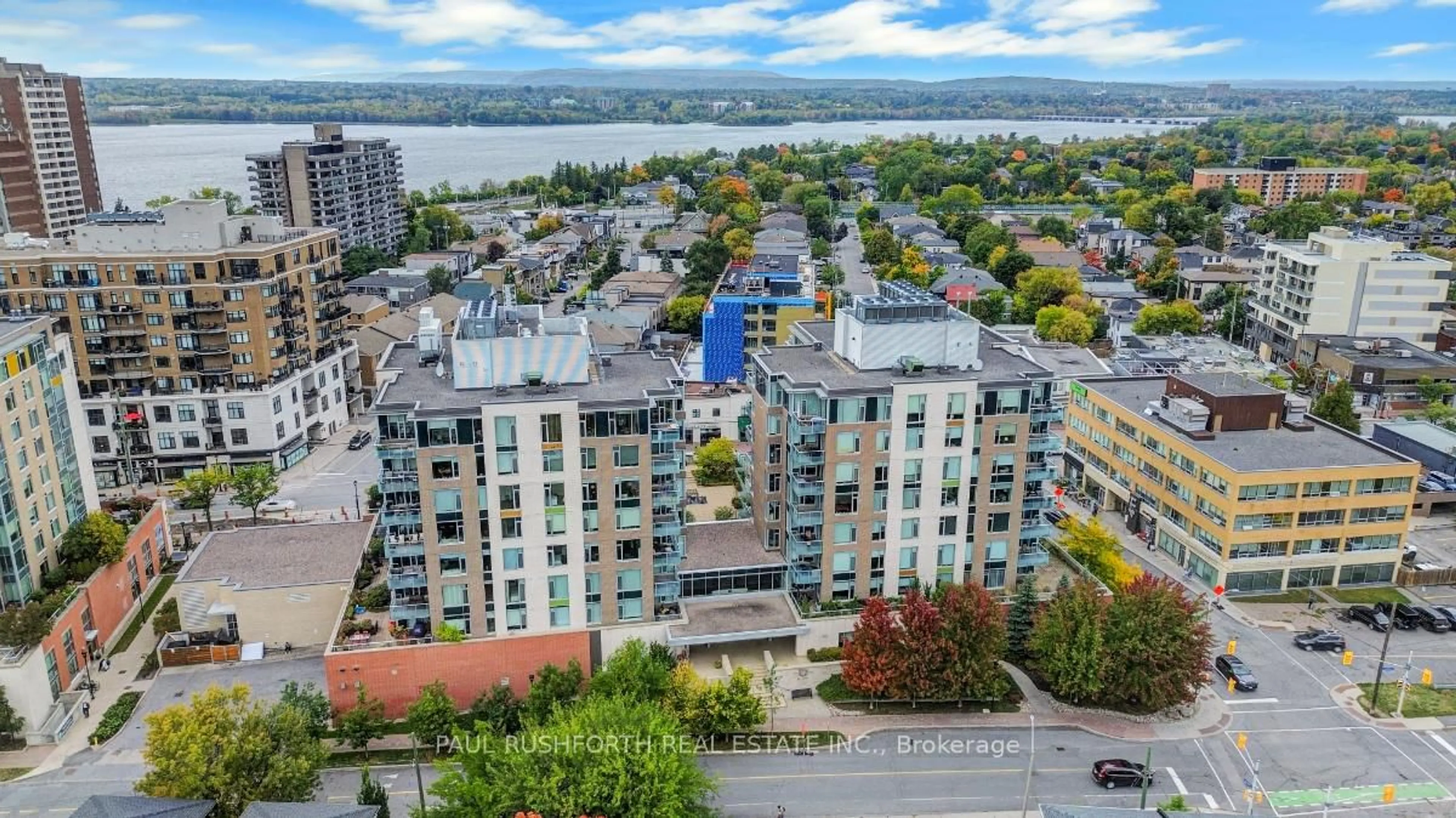 A pic from outside/outdoor area/front of a property/back of a property/a pic from drone, city buildings view from balcony for 575 Byron Ave #214, Ottawa Ontario K2A 1R7