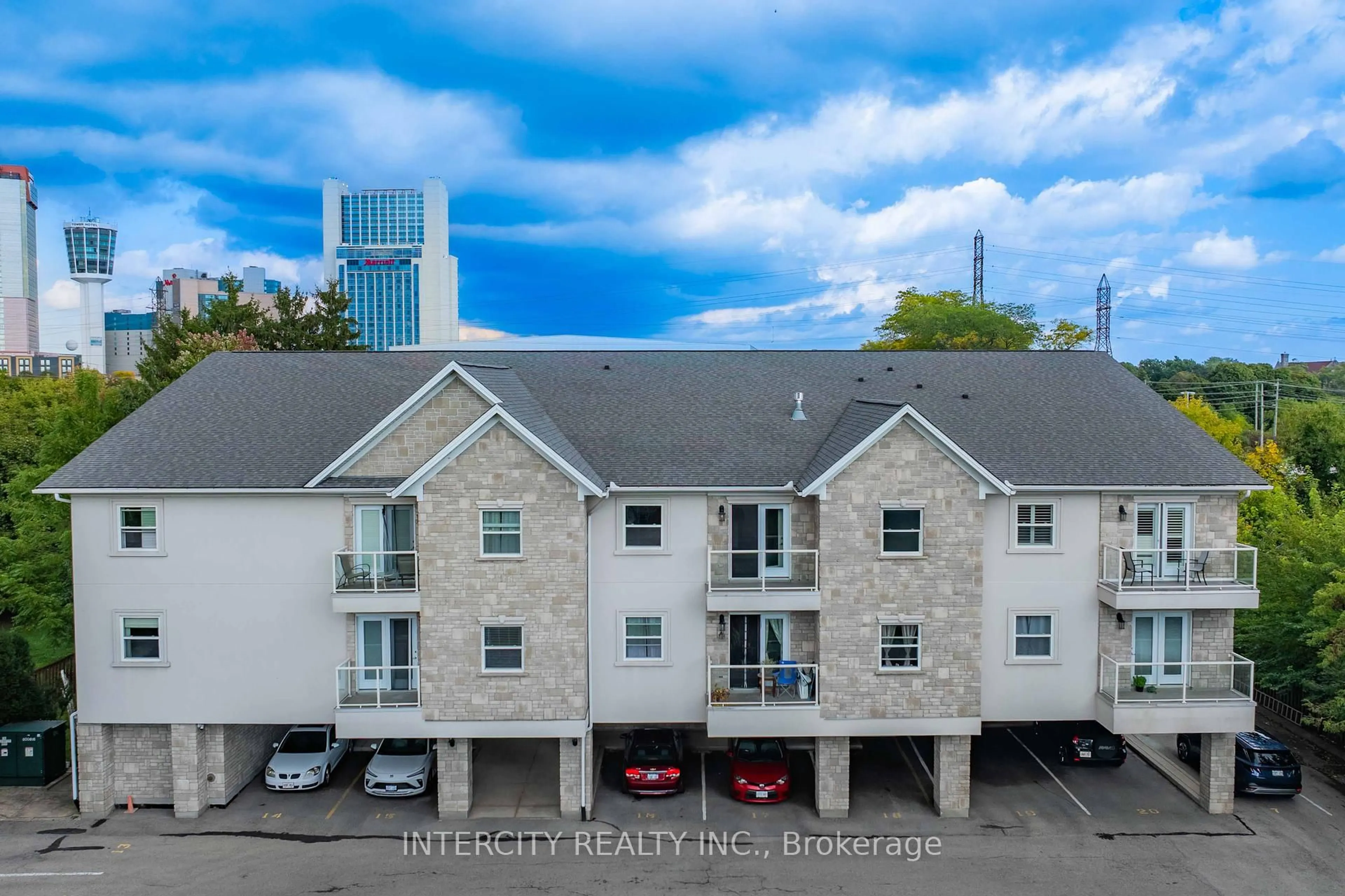 A pic from outside/outdoor area/front of a property/back of a property/a pic from drone, city buildings view from balcony for 6928 Ailanthus Ave #306, Niagara Falls Ontario L2G 4C8