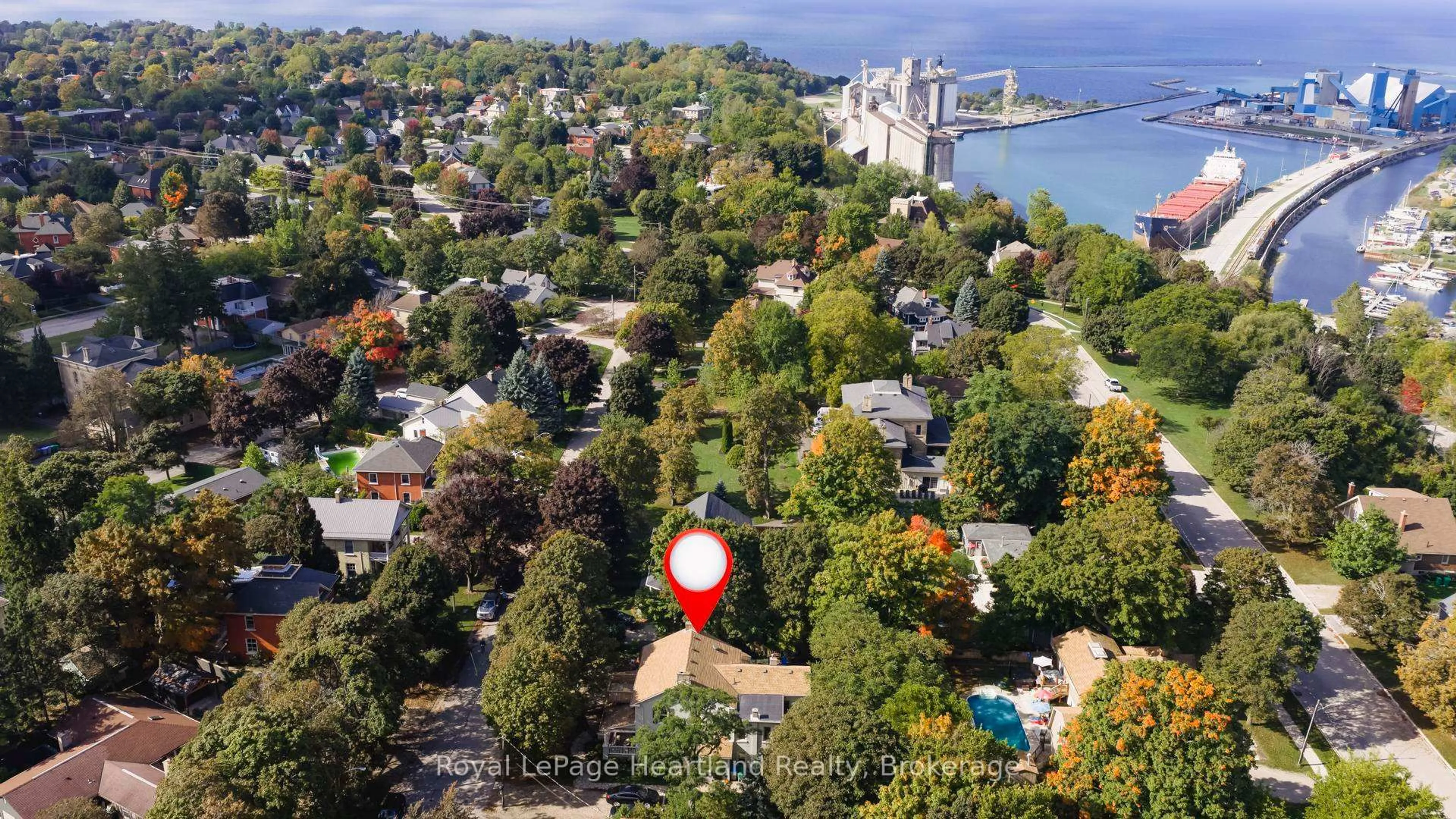 A pic from outside/outdoor area/front of a property/back of a property/a pic from drone, water/lake/river/ocean view for 18 ST VINCENT St, Goderich Ontario N7A 2M6