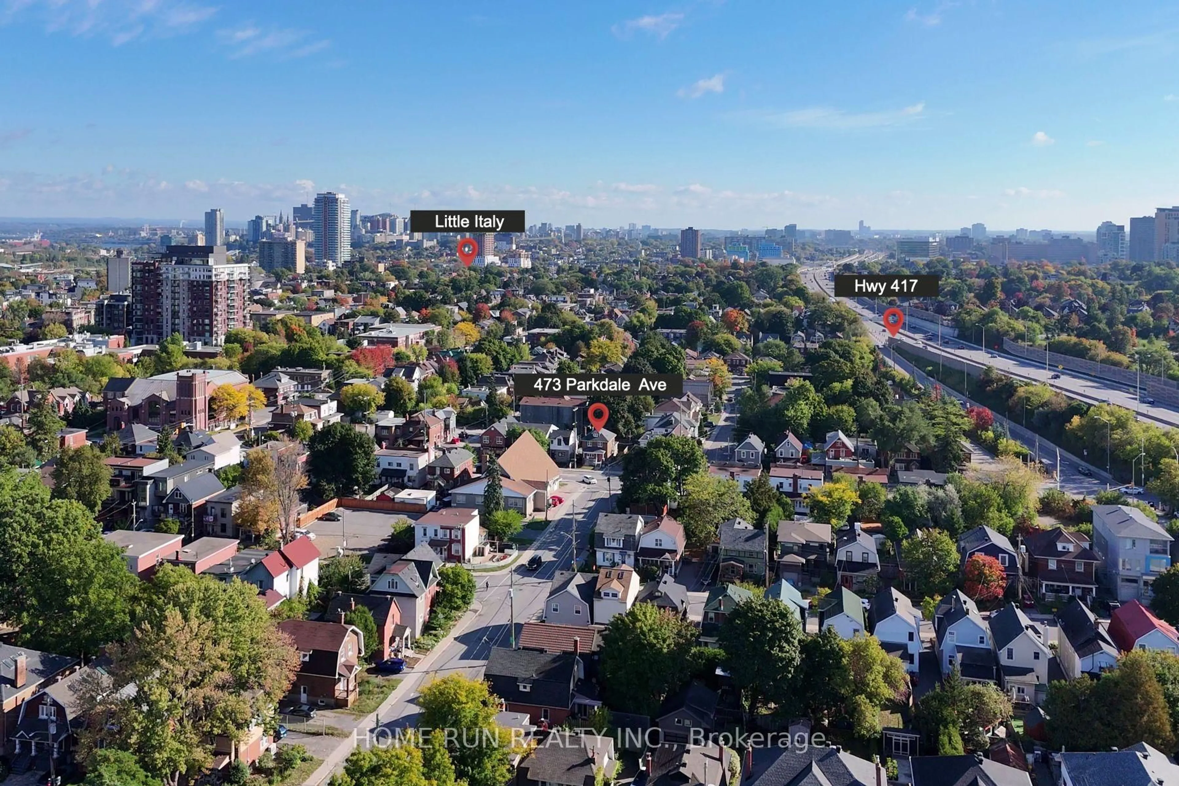 A pic from outside/outdoor area/front of a property/back of a property/a pic from drone, city buildings view from balcony for 473 Parkdale Ave, Ottawa Ontario K1Y 1H5