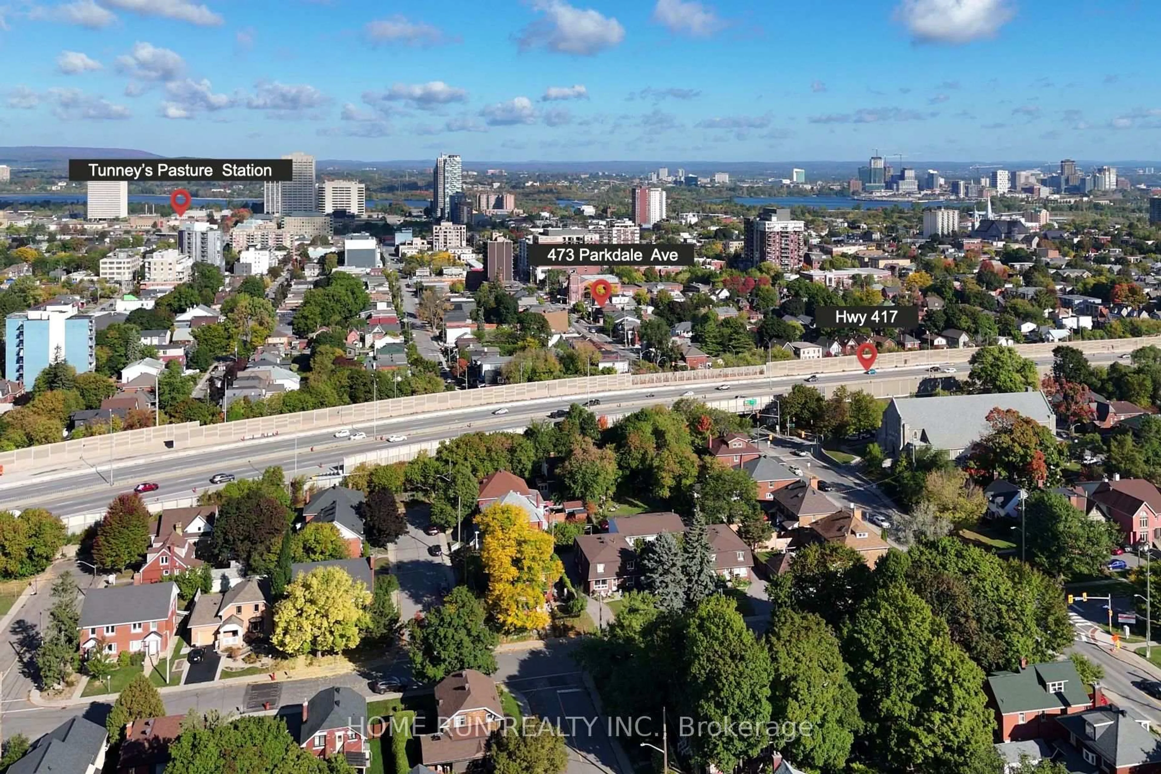 A pic from outside/outdoor area/front of a property/back of a property/a pic from drone, city buildings view from balcony for 473 Parkdale Ave, Ottawa Ontario K1Y 1H5
