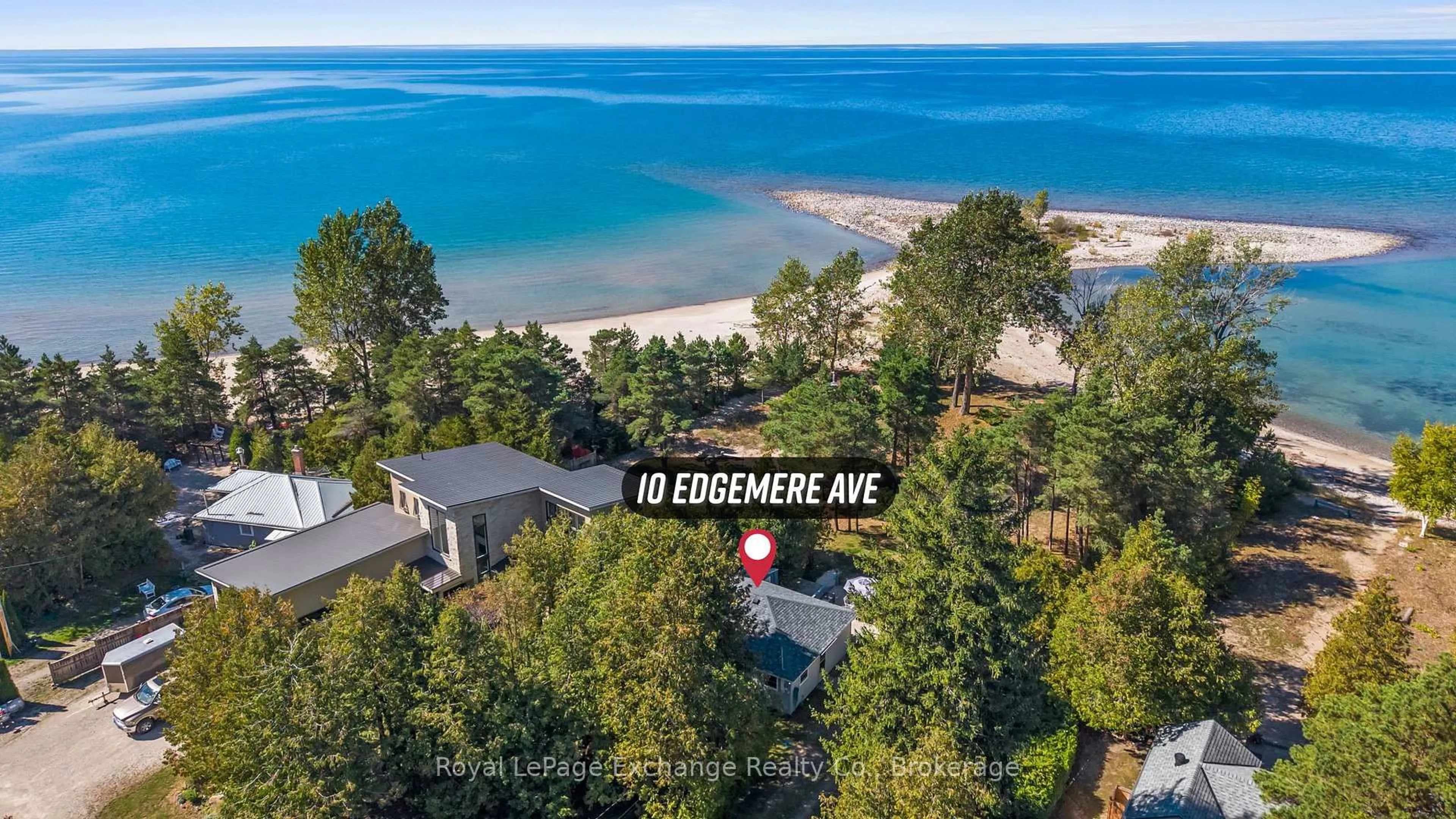 A pic from outside/outdoor area/front of a property/back of a property/a pic from drone, water/lake/river/ocean view for 10 Edgemere Ave, Kincardine Ontario N2Z 2X6