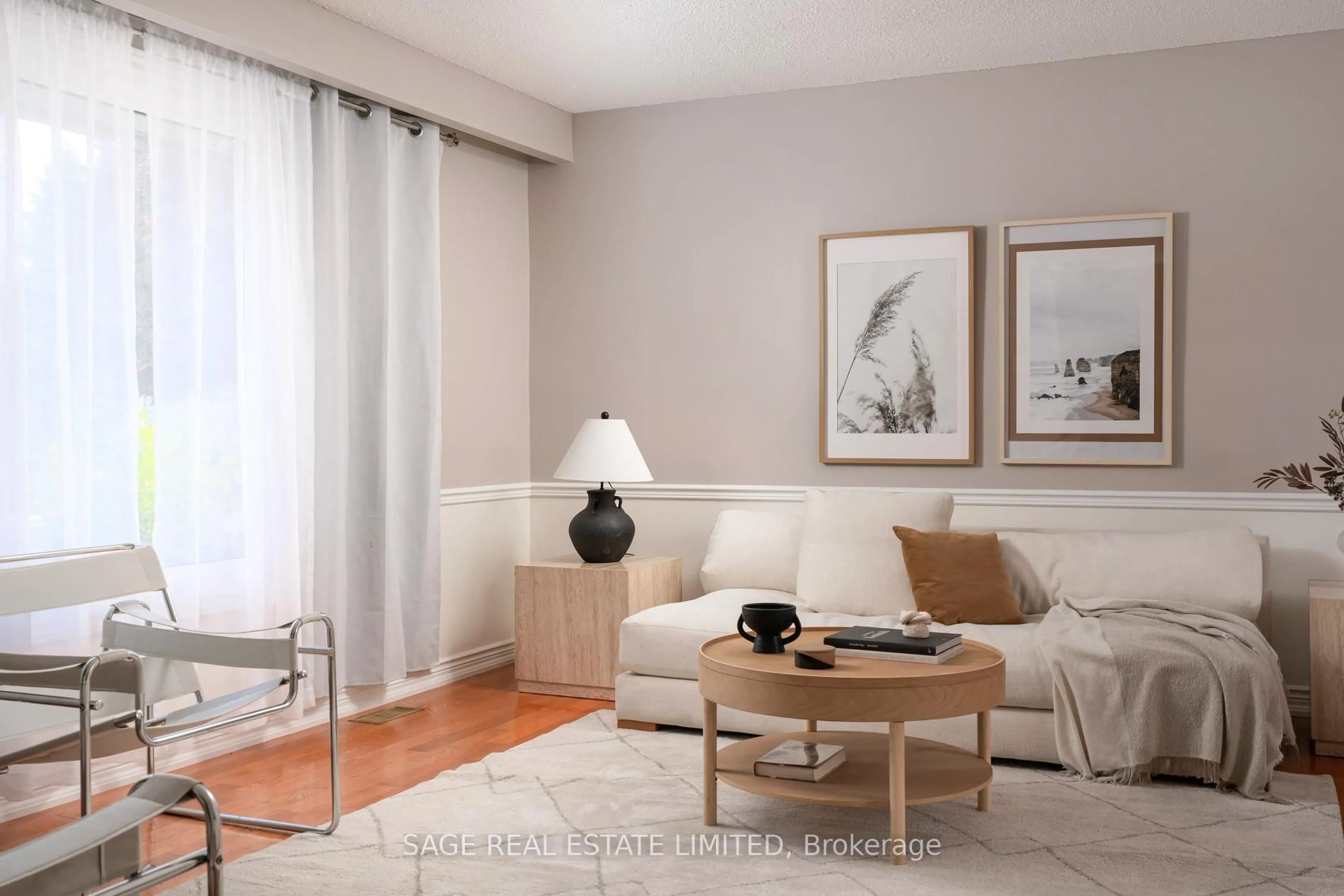 Living room with furniture, wood/laminate floor for 41 Douglas Cres, Erin Ontario N0B 1Z0