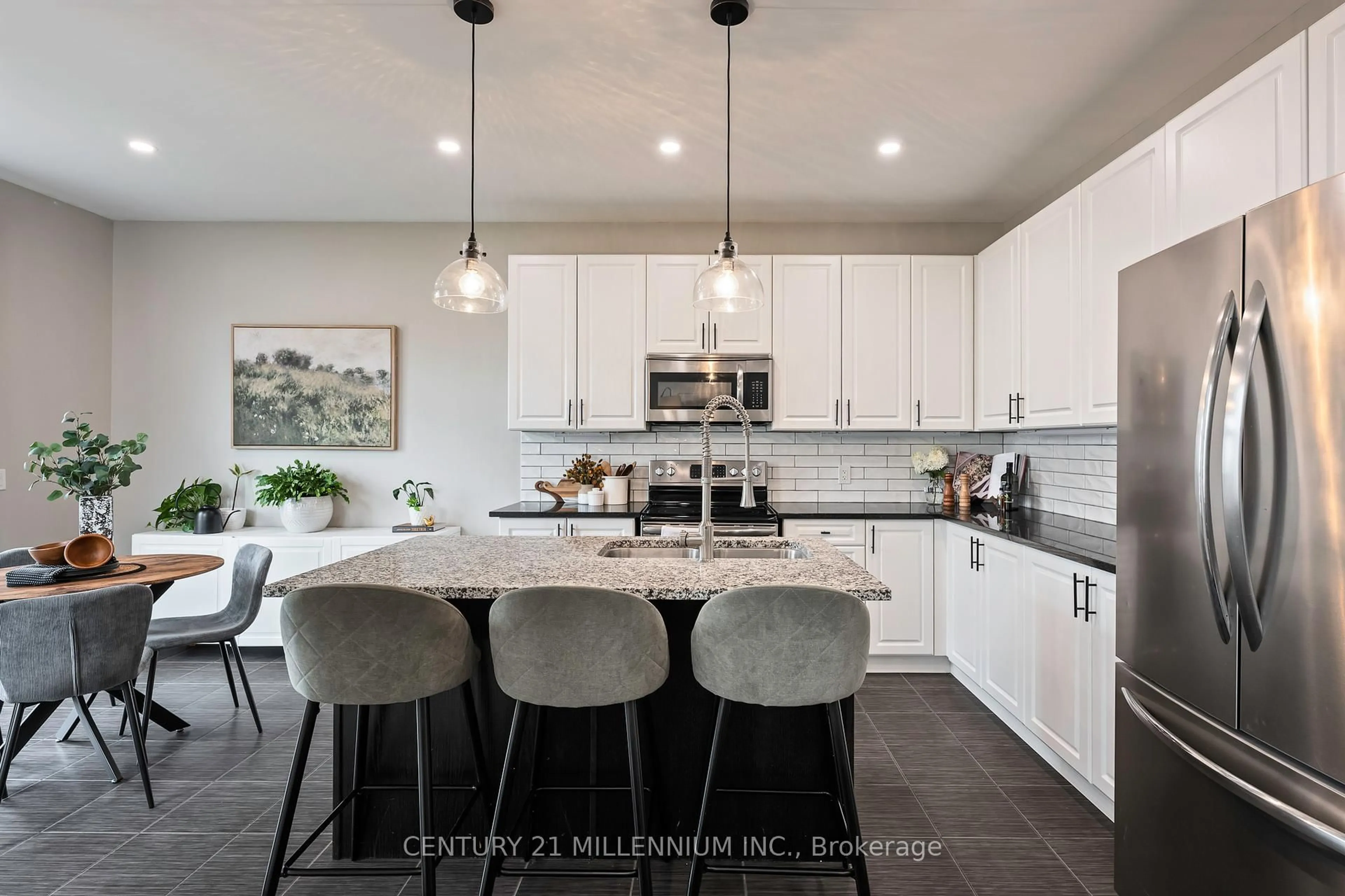 Open concept kitchen, ceramic/tile floor for 521 Brett St, Shelburne Ontario L9V 3V5