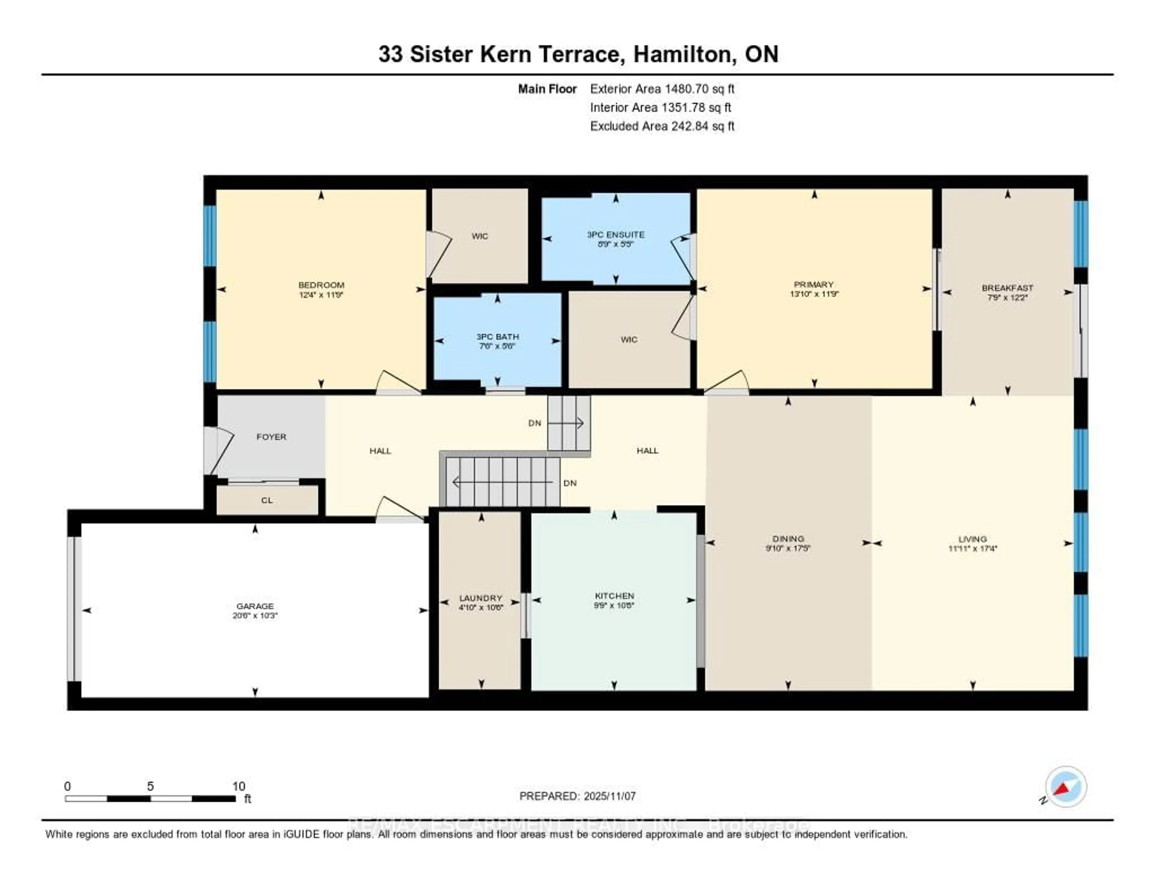 Floor plan for 33 Sister Kern Terr, Hamilton Ontario L9B 2M1