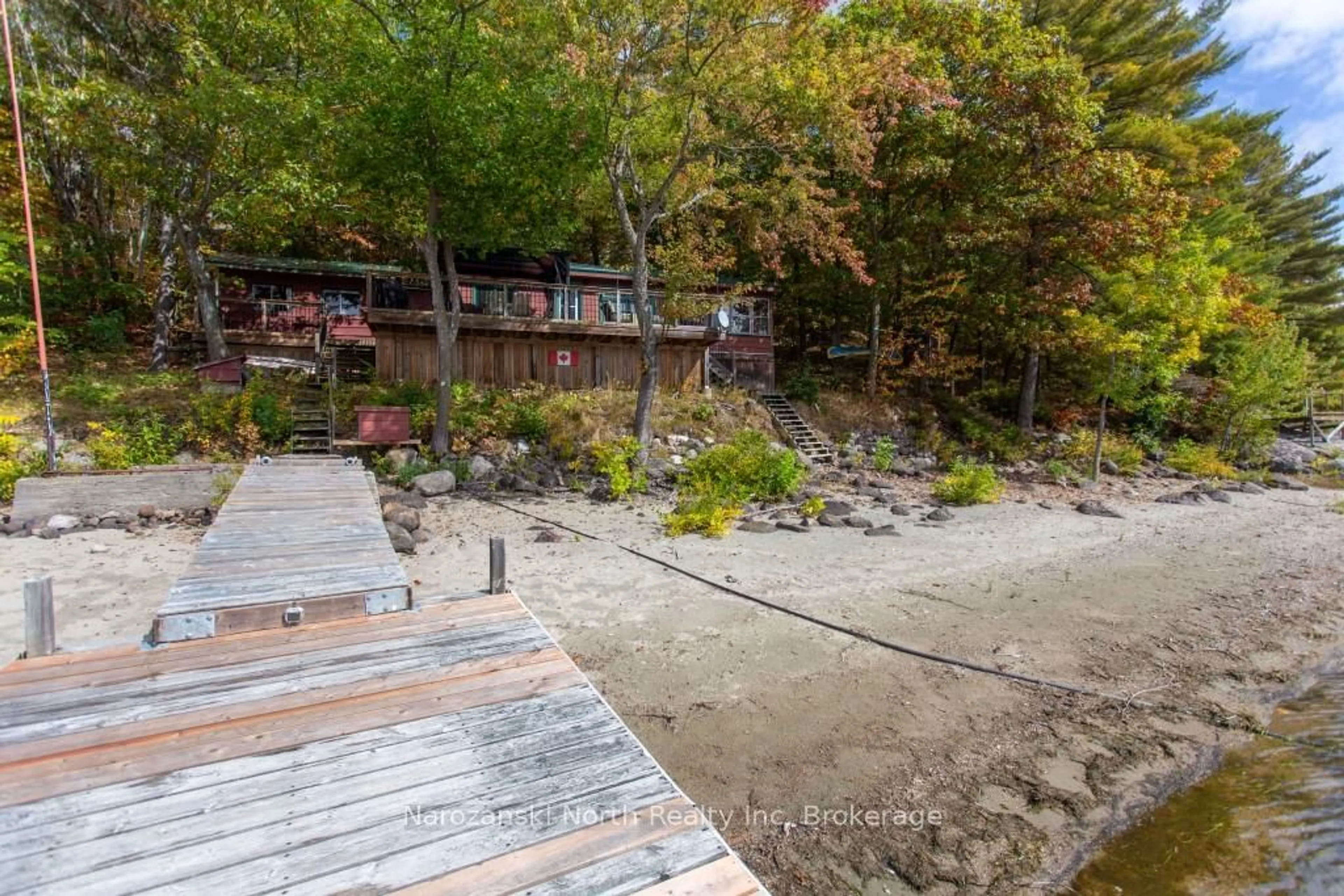 Patio, water/lake/river/ocean view for 23 Four Mile Island, French River Ontario P0M 1A0