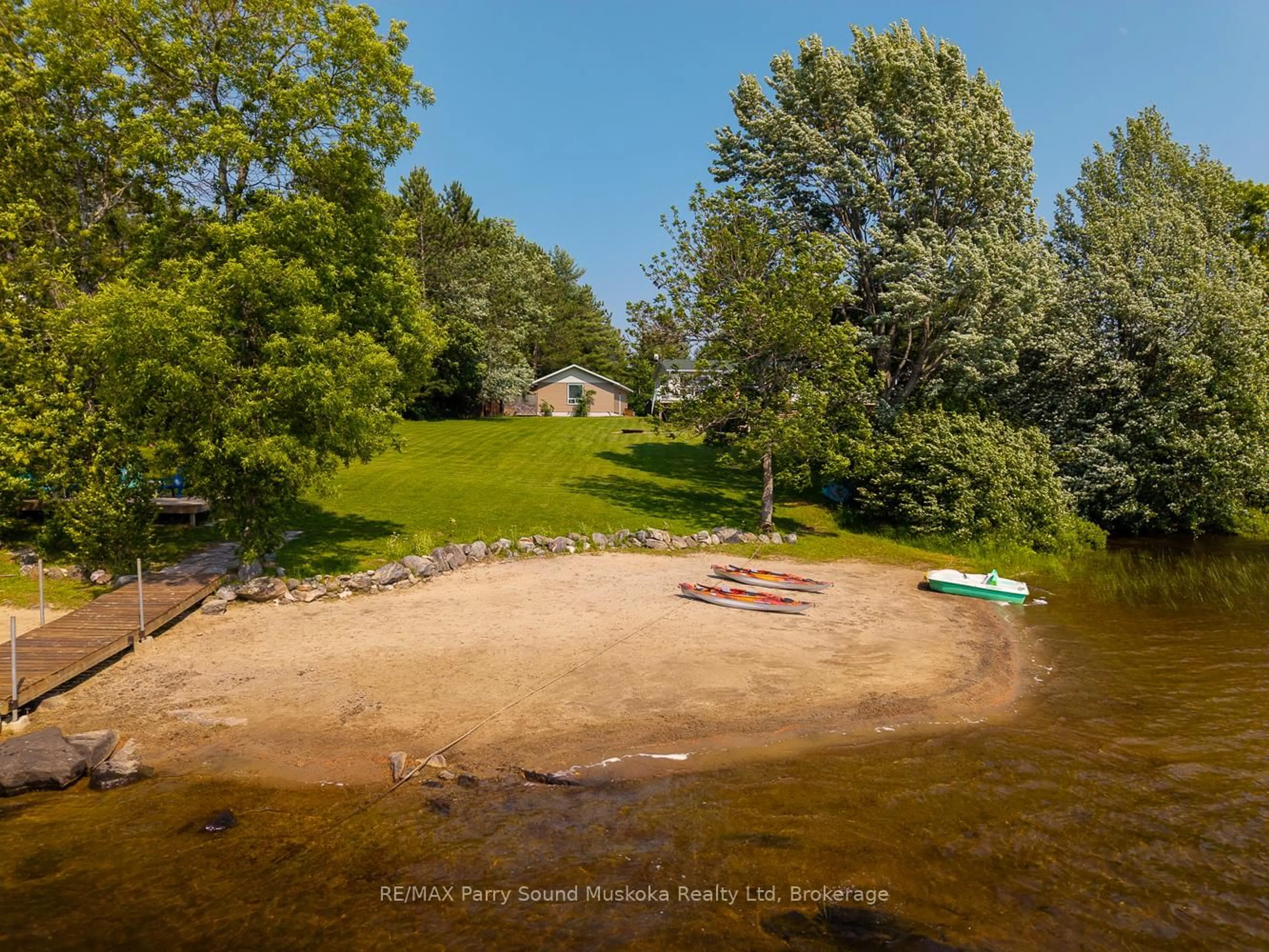 A pic from outside/outdoor area/front of a property/back of a property/a pic from drone, water/lake/river/ocean view for 97 Gibson Bay Rd, Whitestone Ontario P0A 1G0