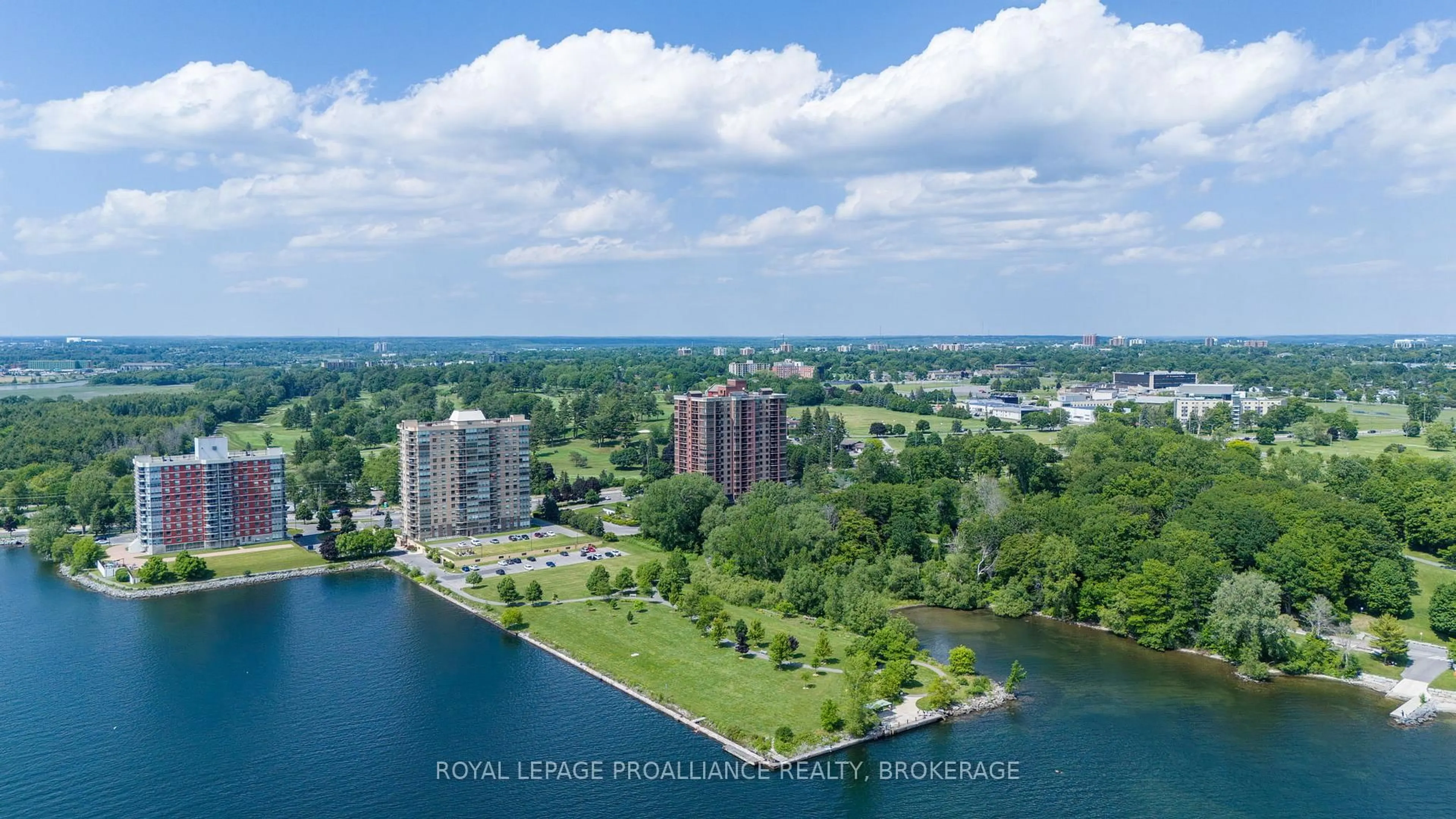 A pic from outside/outdoor area/front of a property/back of a property/a pic from drone, water/lake/river/ocean view for 1000 King St #705, Kingston Ontario K7M 8H3