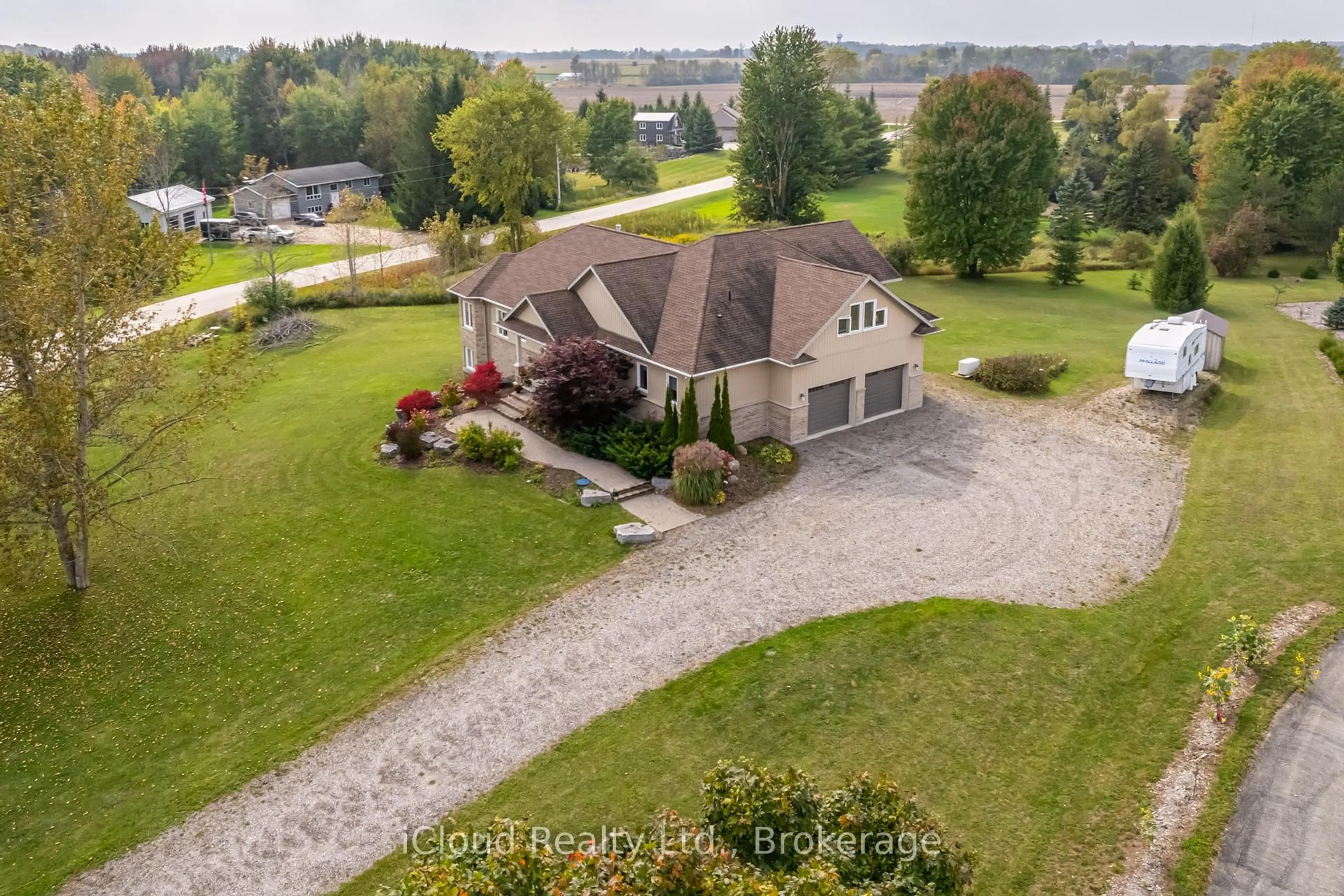 A pic from outside/outdoor area/front of a property/back of a property/a pic from drone, water/lake/river/ocean view for 16 Highland Rd, Minto Ontario N0G 1M0