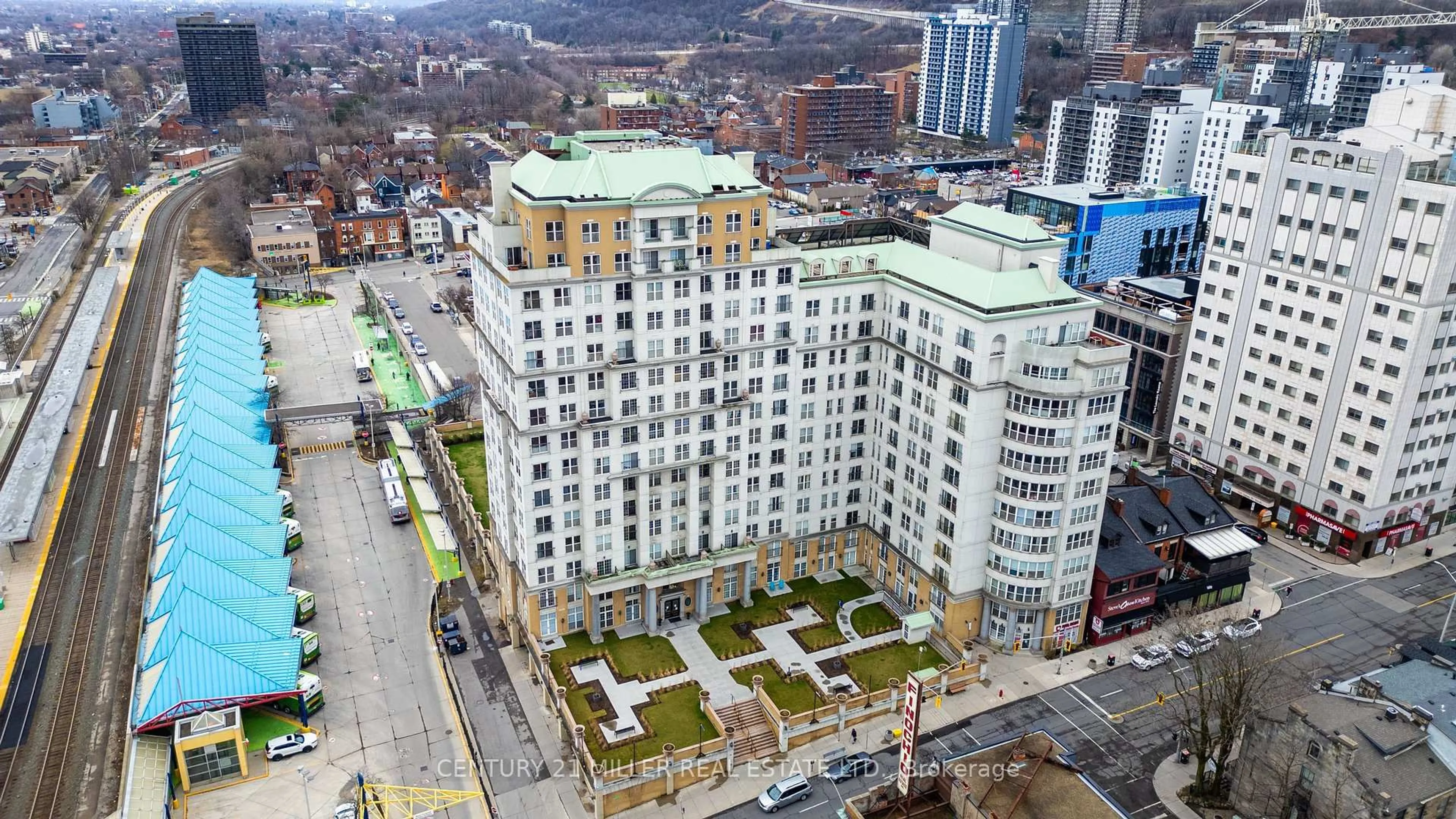 A pic from outside/outdoor area/front of a property/back of a property/a pic from drone, city buildings view from balcony for 135 James St #315, Hamilton Ontario L8P 2Z6