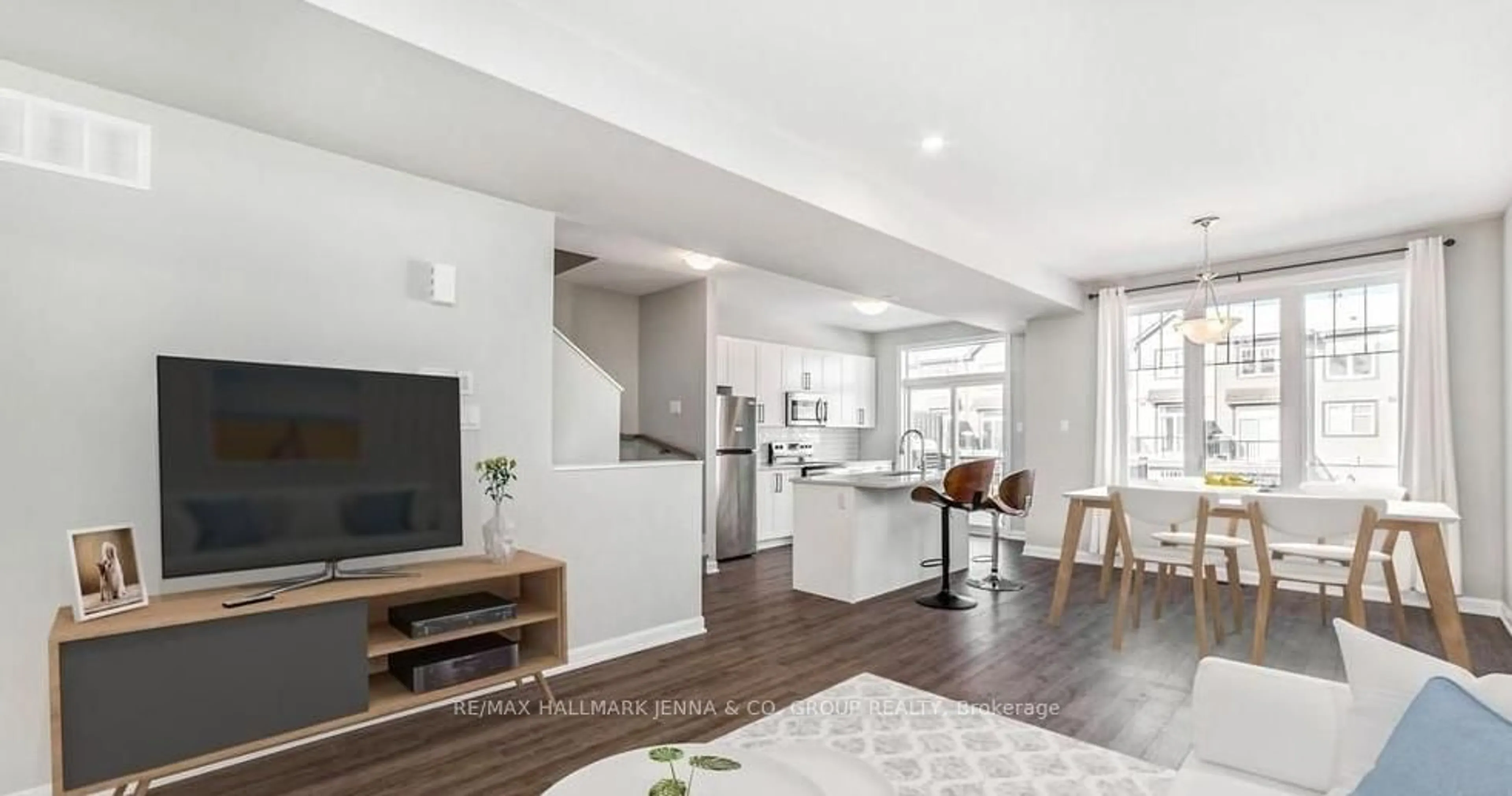 Open concept kitchen, wood/laminate floor for 520 Galmoy Way, Ottawa Ontario K2J 6V1