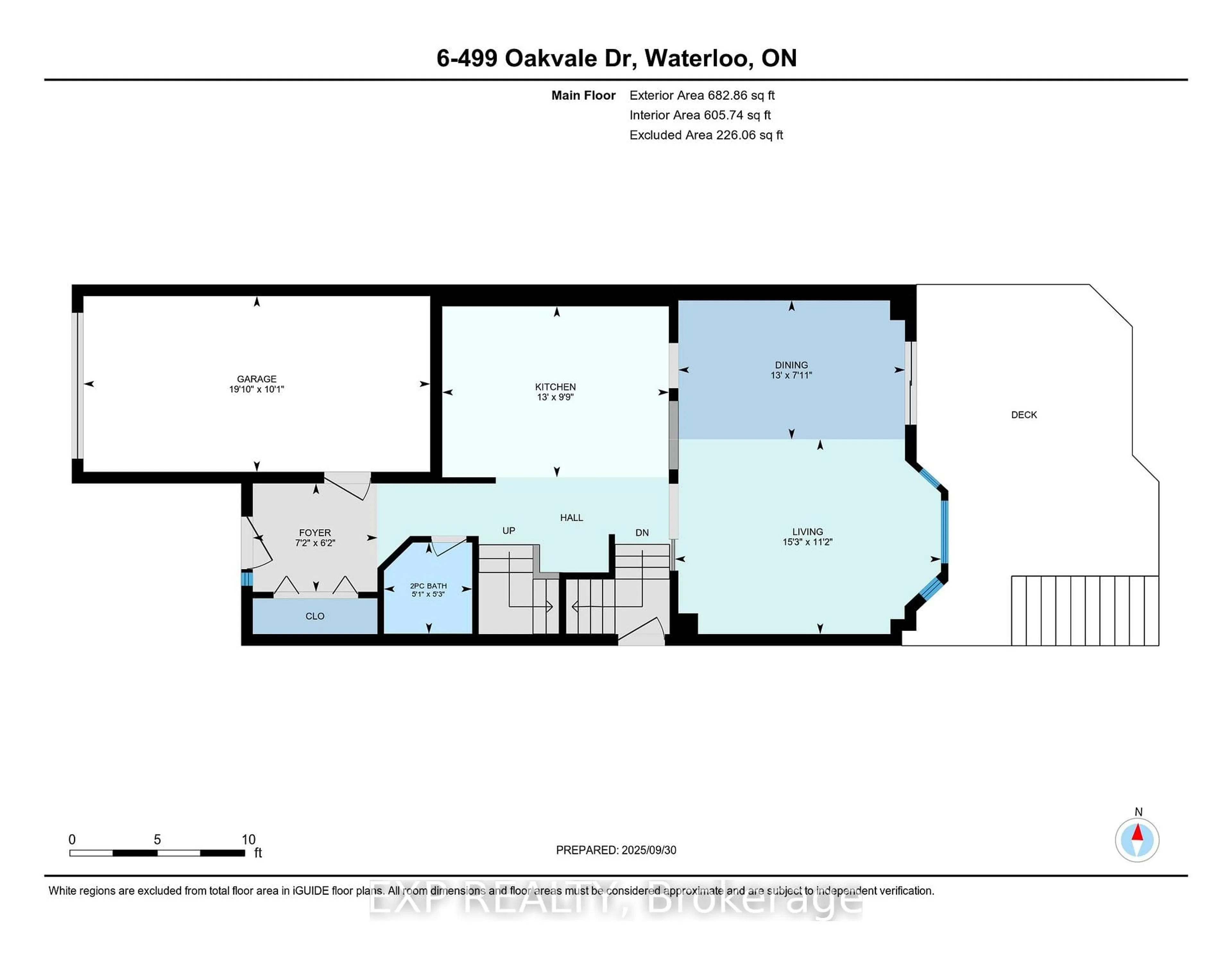 Floor plan for 499 Oakvale Dr #6, Waterloo Ontario N2T 2G6