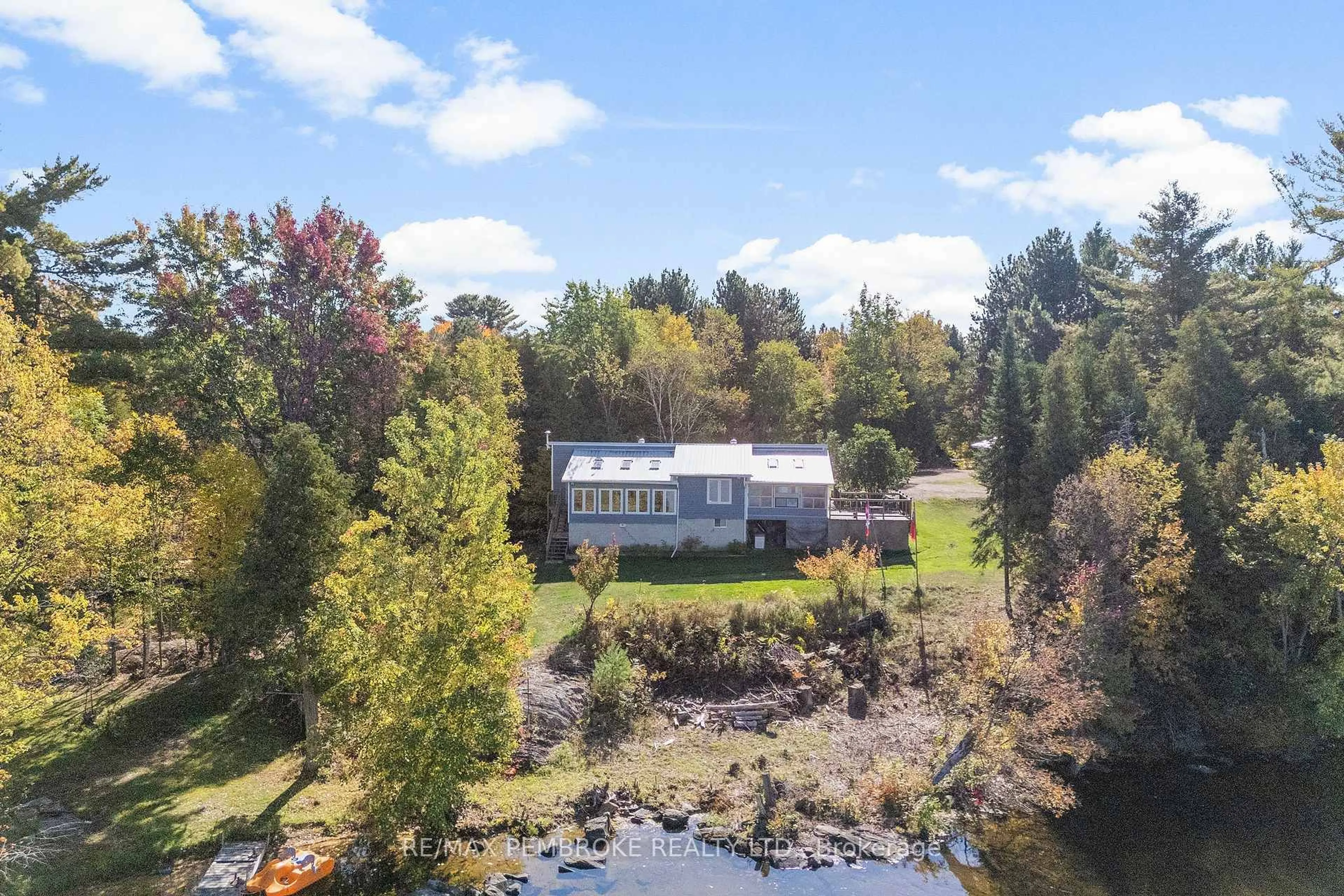 A pic from outside/outdoor area/front of a property/back of a property/a pic from drone, water/lake/river/ocean view for 204B Hawkins Dr, Killaloe Ontario K0J 2A0