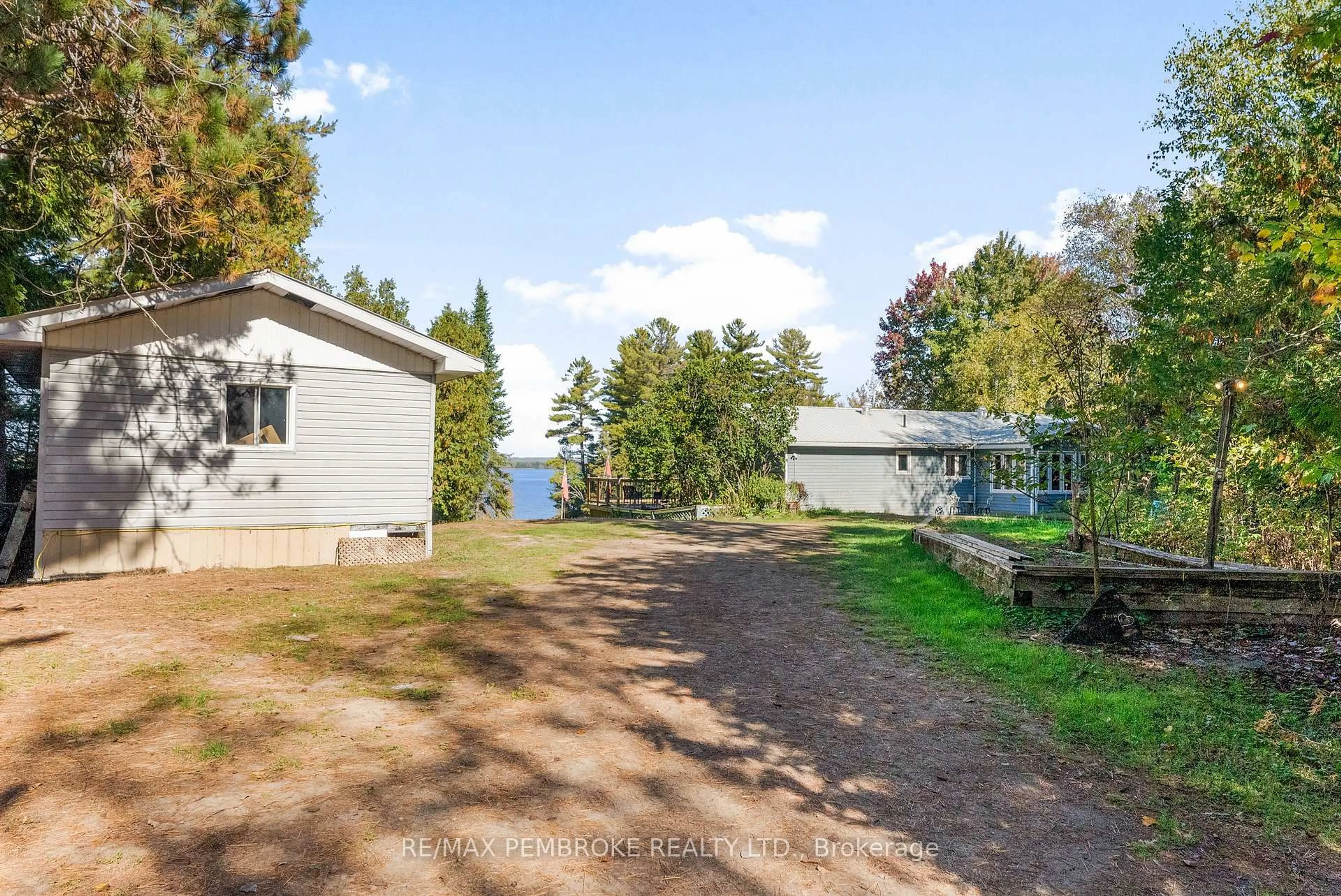 A pic from outside/outdoor area/front of a property/back of a property/a pic from drone, water/lake/river/ocean view for 204B Hawkins Dr, Killaloe Ontario K0J 2A0